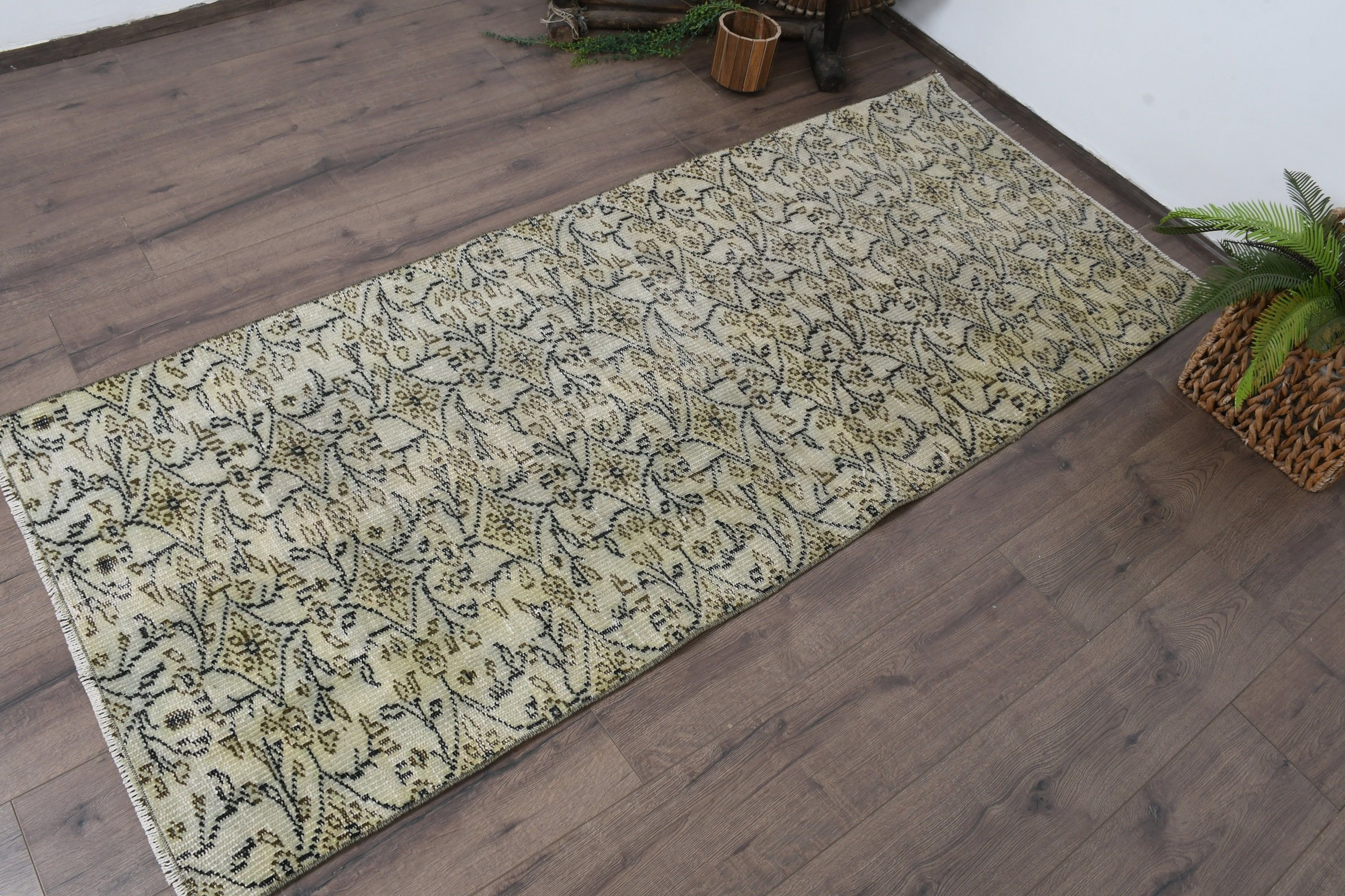 Rugs for Bedroom, Vintage Rug, Kitchen Rug, Green Oriental Rug, Wool Rug, Turkish Rug, Entry Rug, 2.7x6.6 ft Accent Rug