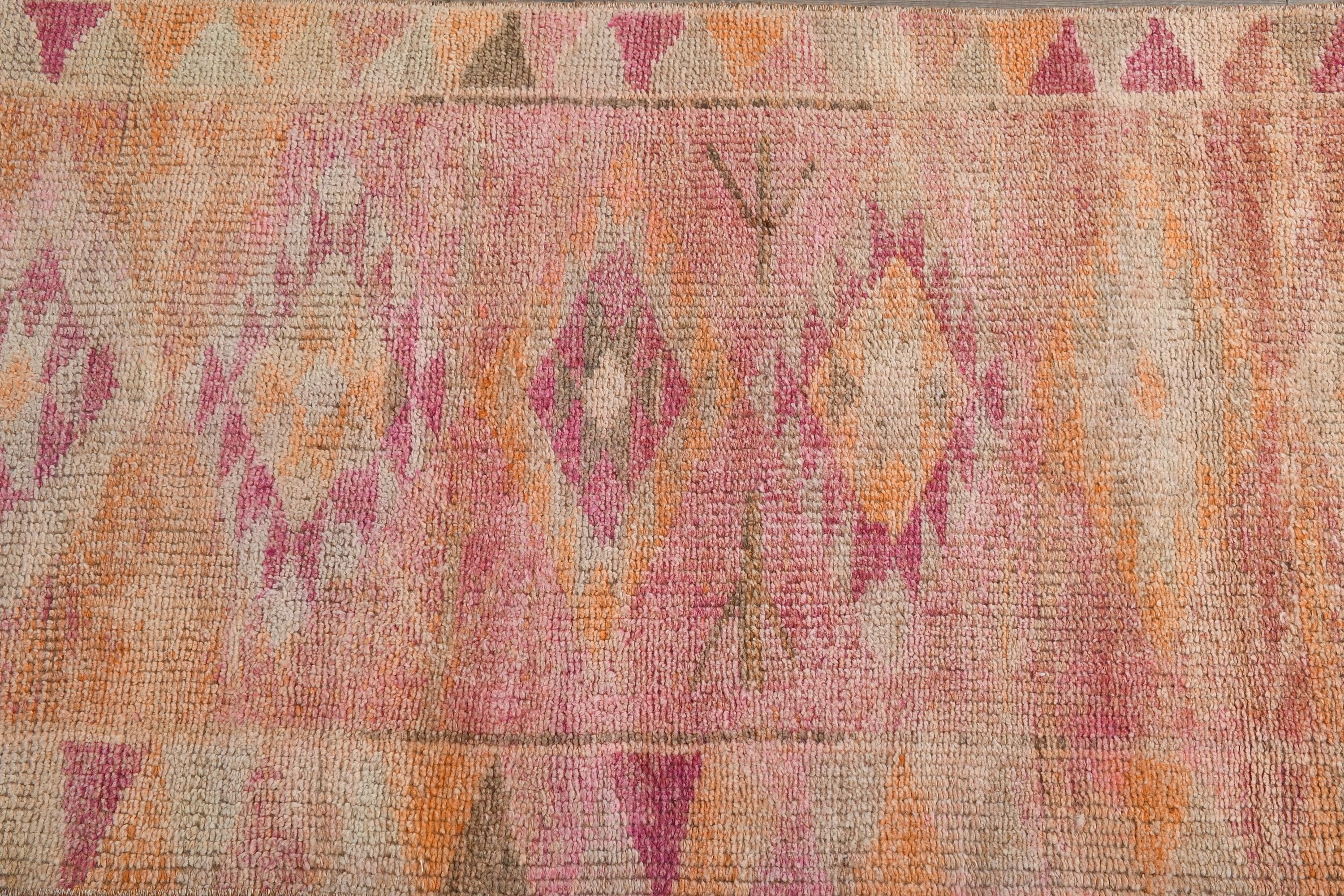 Turkish Rug, Eclectic Rugs, Vintage Rug, Orange Oushak Rugs, 2.5x13.8 ft Runner Rugs, Rugs for Stair, Antique Rug, Stair Rugs