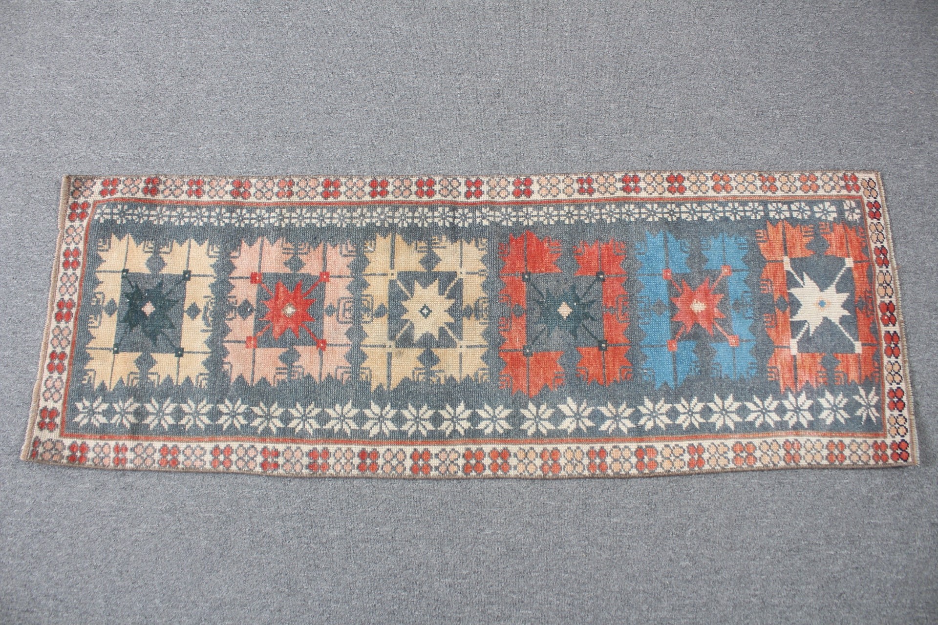 Vintage Rug, Entry Rugs, Oriental Rug, Floor Rug, Rugs for Car Mat, 1.7x4.6 ft Small Rug, Gray Home Decor Rug, Turkish Rugs, Bedroom Rugs