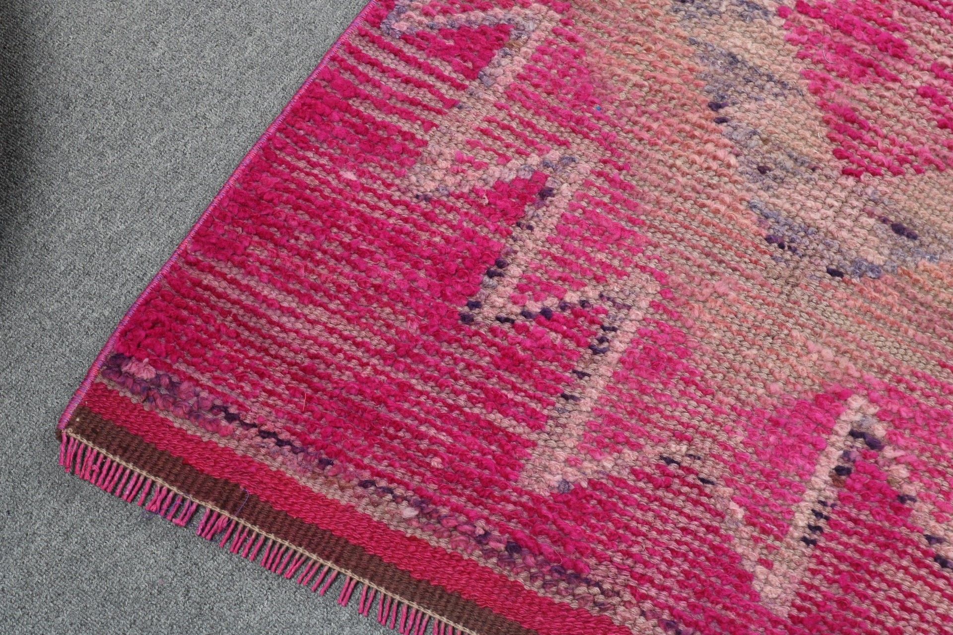 Turkish Rugs, Modern Rugs, Vintage Rug, Kitchen Rugs, Hallway Rug, Pink Luxury Rug, Handwoven Rugs, 2.7x9.3 ft Runner Rugs, Corridor Rugs