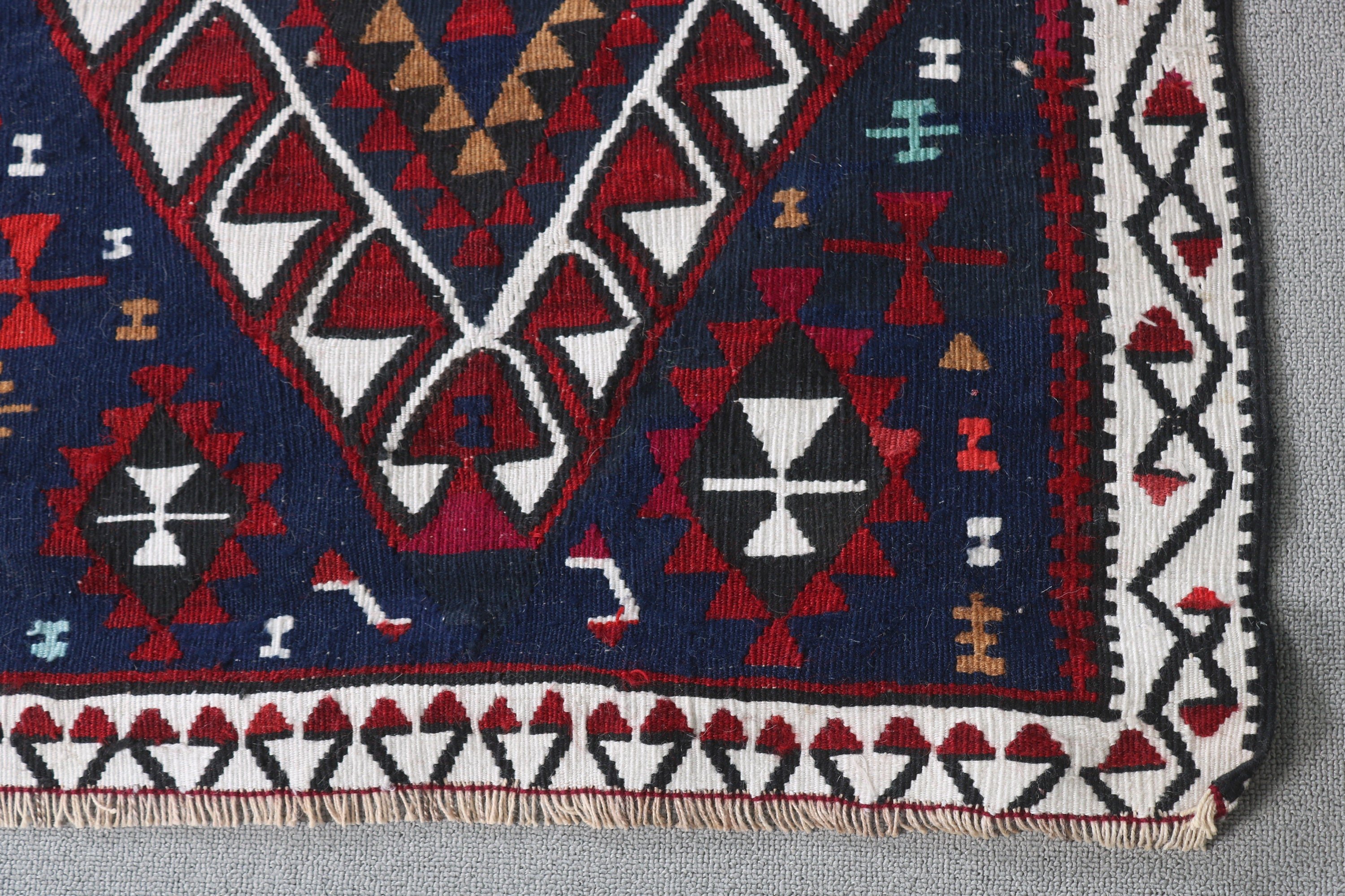 Giriş Halısı, Vintage Halı, Yün Halılar, Giriş Halıları, Türk Halıları, Yatak Odası Halısı, Kilim, 2,5x6,1 ft Accent Halı, Mavi Antika Halı