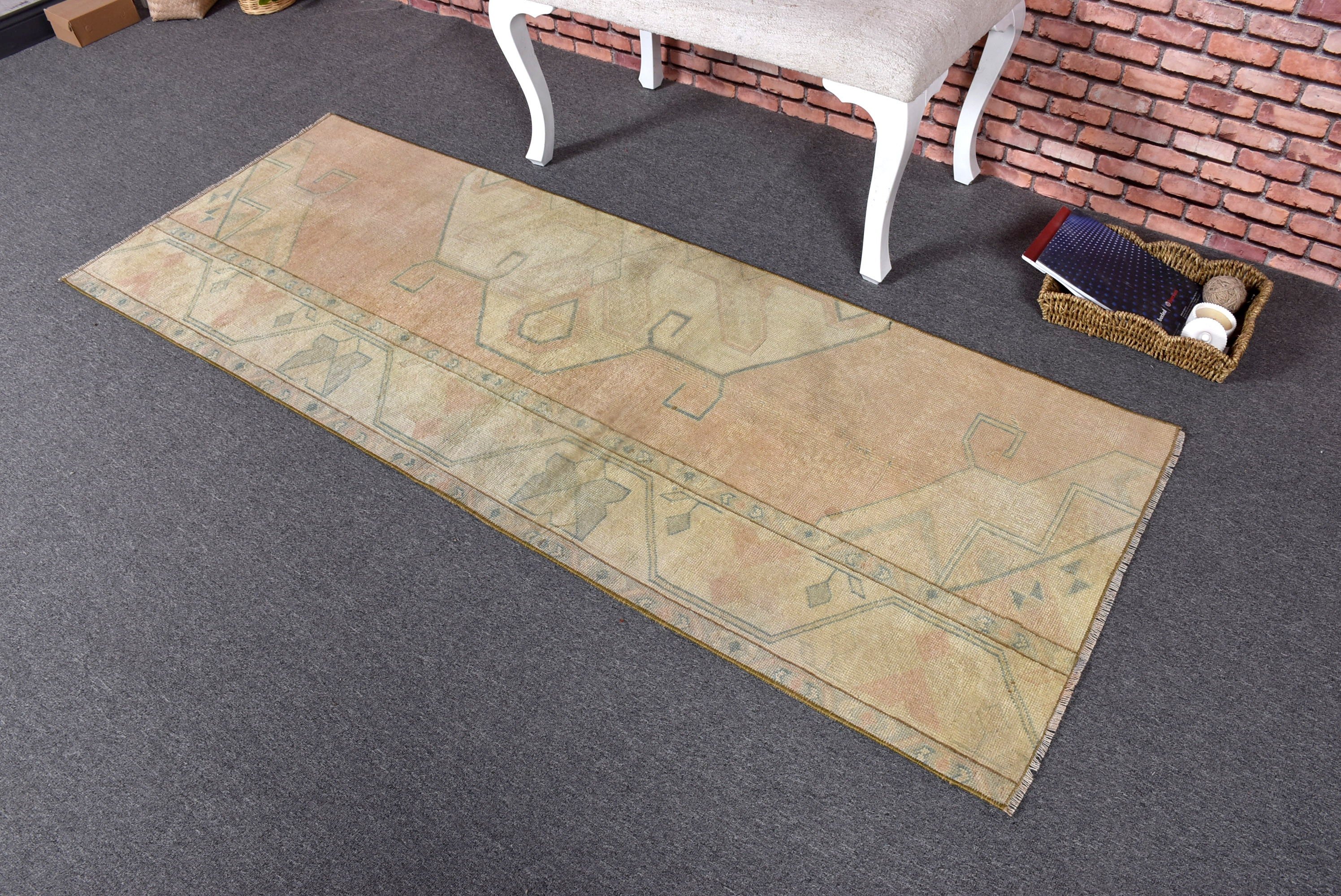 Türk Halısı, Mutfak Halıları, Koridor Halıları, Modern Halı, Bej 2.5x6.6 ft Runner Halısı, Koridor Halısı, Vintage Halılar, El Dokuma Halılar