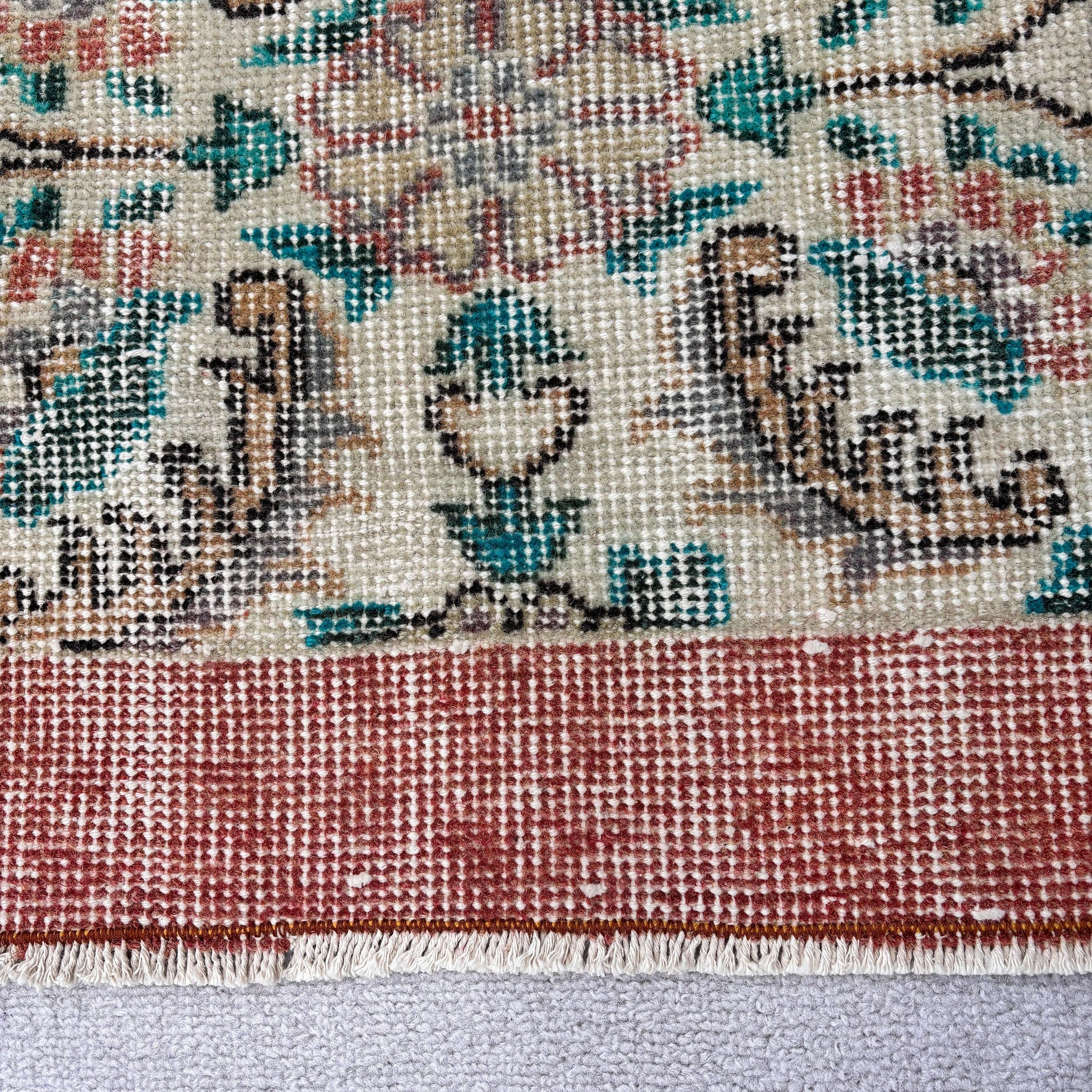 Neutral Rugs, Turkish Rug, Boho Accent Rugs, Bedroom Rug, Green Home Decor Rug, 3.5x6.7 ft Accent Rugs, Vintage Rugs