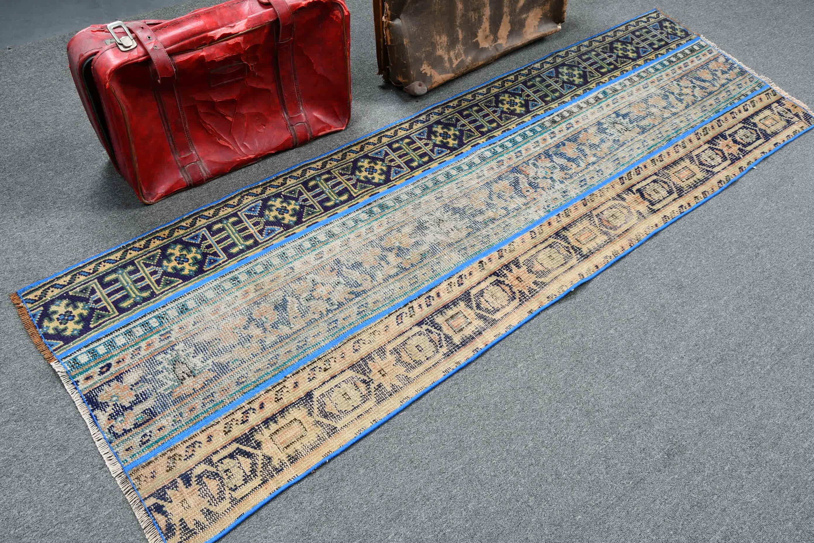 Blue Anatolian Rugs, Old Rug, Kitchen Rugs, 2.4x7.7 ft Runner Rugs, Vintage Rug, Anatolian Rugs, Bedroom Rug, Rugs for Stair, Turkish Rugs