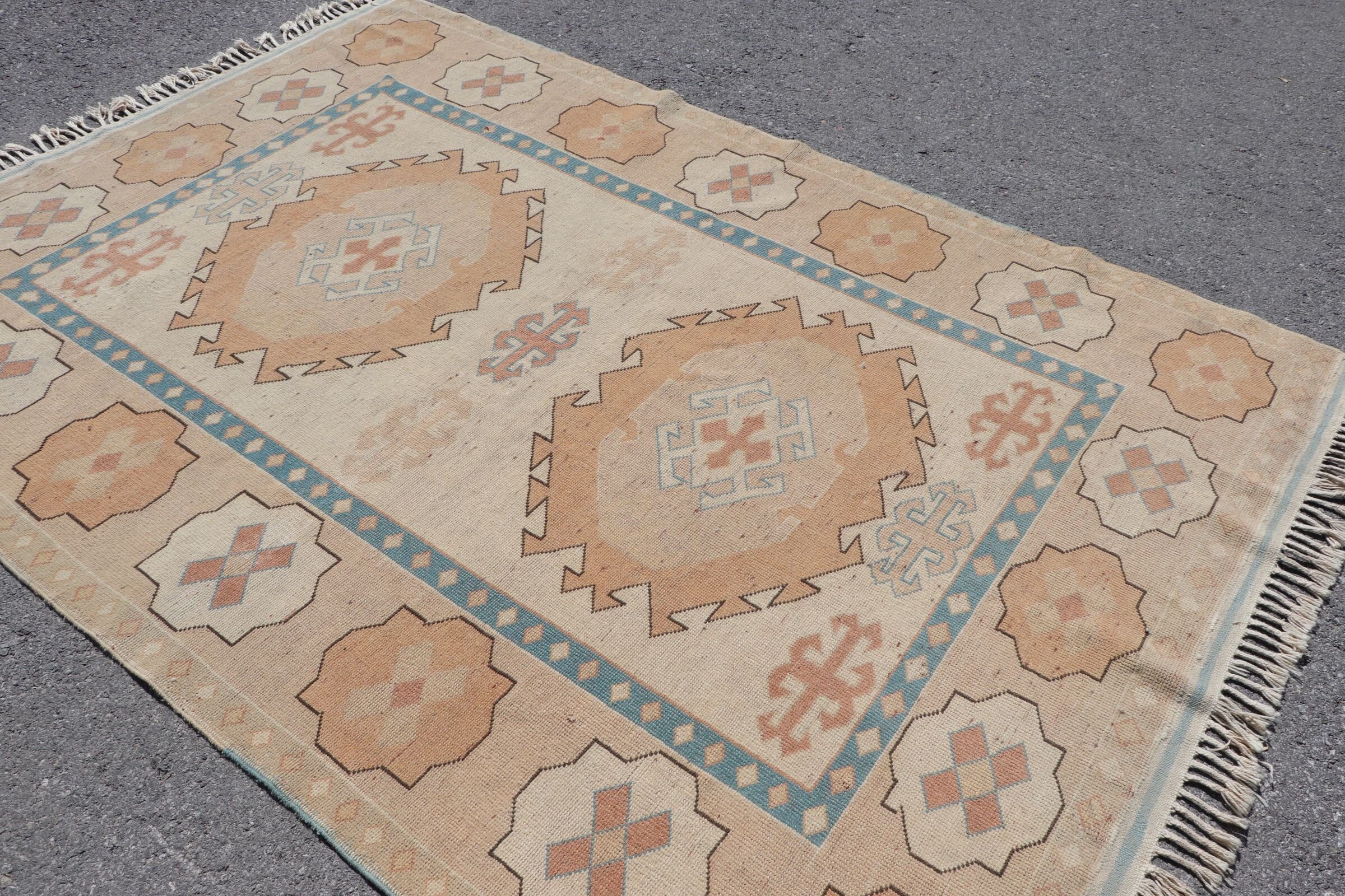 Vintage Rugs, Cute Rug, Turkish Rugs, Beige Oriental Rug, Bedroom Rug, Kitchen Rug, 5.8x8.3 ft Large Rug, Living Room Rug, Floor Rugs