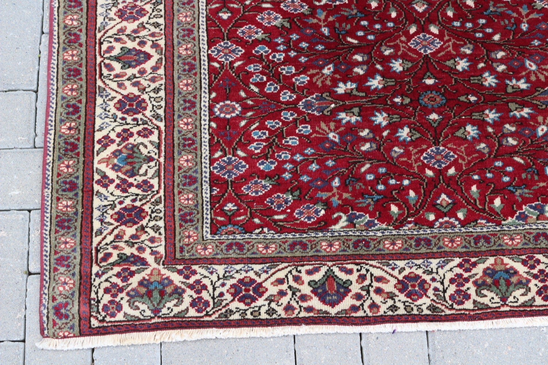 Yemek Odası Halısı, Sanat Halısı, Kırmızı Mutfak Halısı, 6.4x9.1 ft Büyük Halı, Vintage Halı, Oturma Odası Halısı, Ev Dekor Halısı, Türk Halıları, Anadolu Halısı