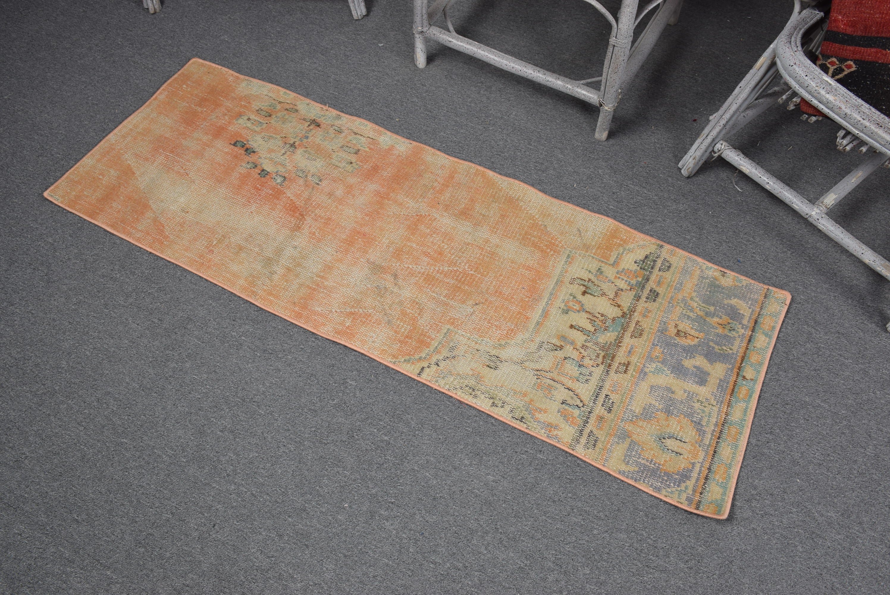 Kitchen Rugs, Orange Bedroom Rug, 1.6x4.8 ft Small Rugs, Bathroom Rug, Moroccan Rug, Muted Rug, Vintage Rug, Turkish Rugs