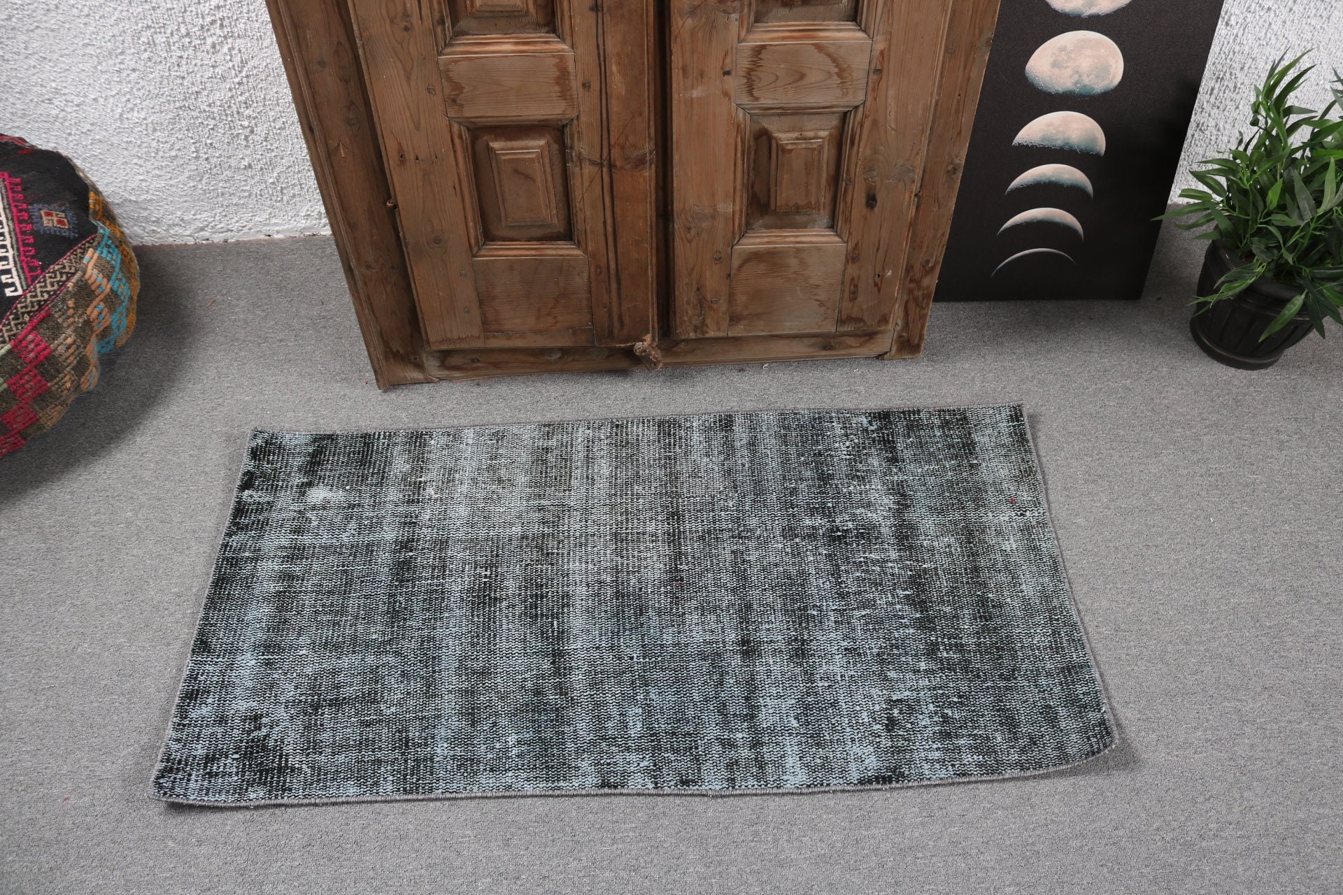 Gray Oriental Rug, Vintage Rugs, Boho Rugs, Wall Hanging Rugs, Wool Rug, Car Mat Rugs, 1.9x3.9 ft Small Rugs, Home Decor Rug, Turkish Rugs