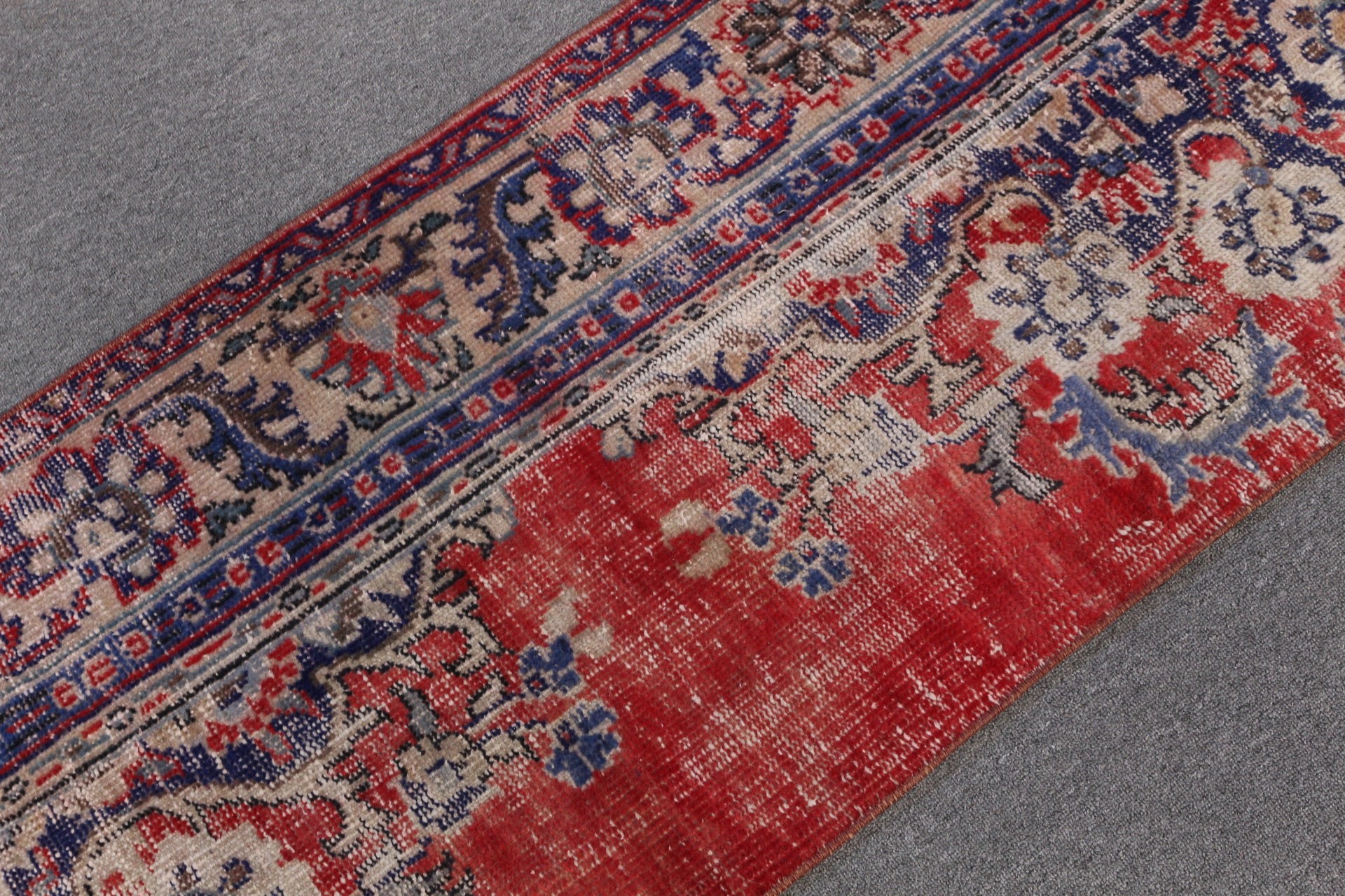 Vintage Rug, Oriental Rugs, Muted Rugs, Kitchen Rug, 2.3x7.9 ft Runner Rugs, Rugs for Stair, Turkish Rug, Blue Oriental Rug, Moroccan Rug