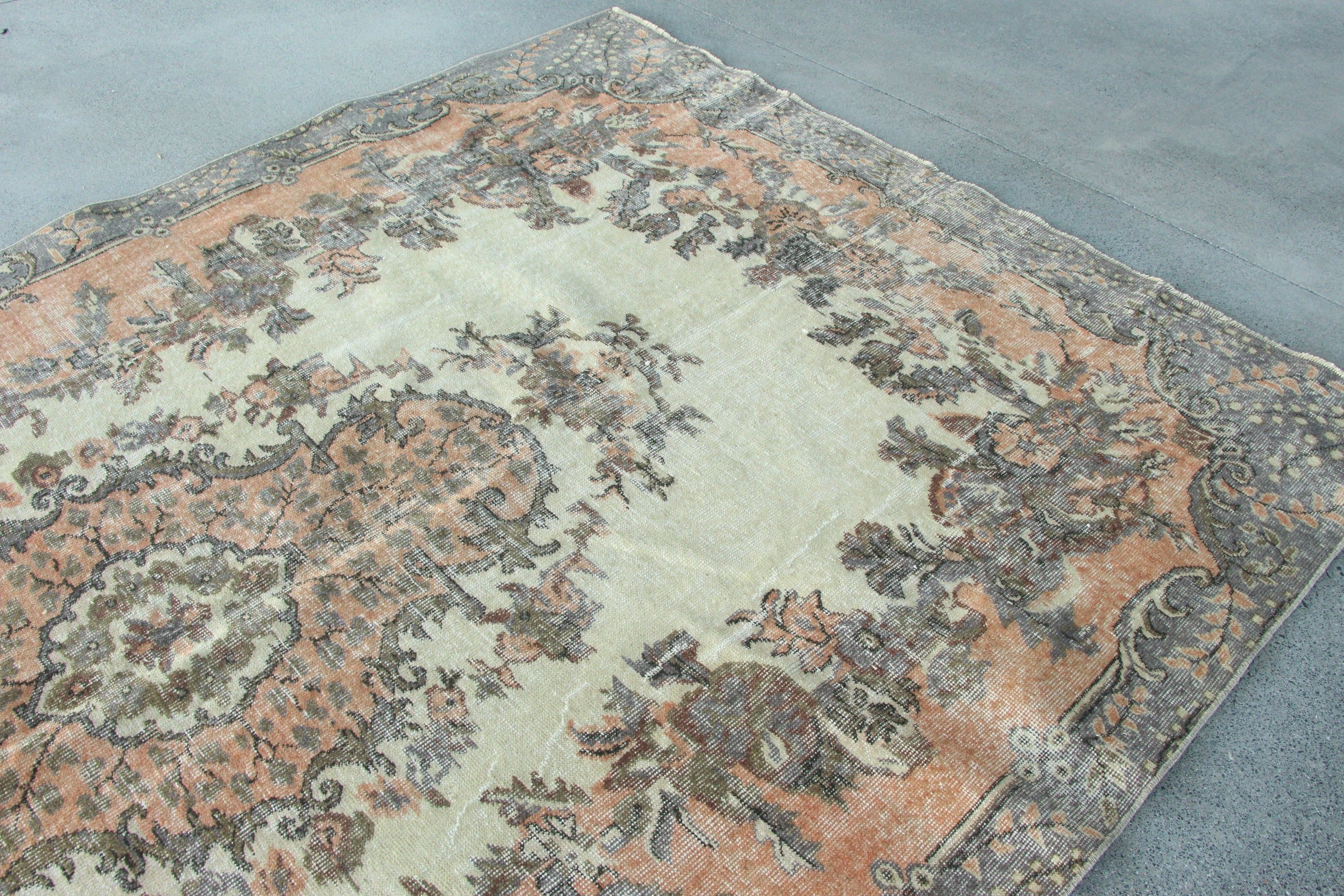 Turkish Rug, Floor Rug, Beige Antique Rug, 6.5x10.6 ft Large Rugs, Neutral Rug, Dining Room Rug, Bedroom Rugs, Vintage Rug