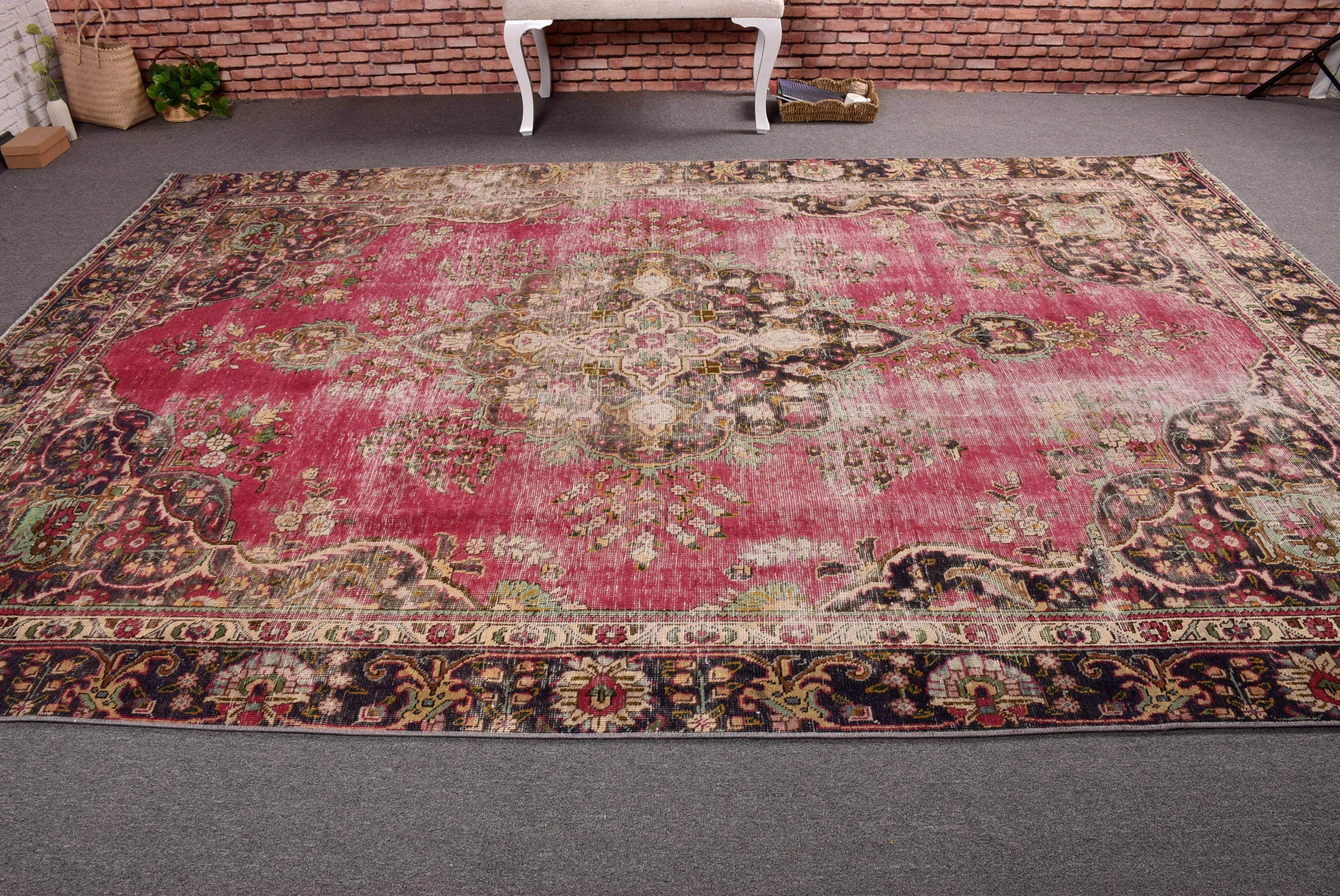 Saloon Rug, Moroccan Rugs, Living Room Rugs, Vintage Rug, Turkish Rugs, Red  7.6x11.2 ft Oversize Rug, Statement Rug