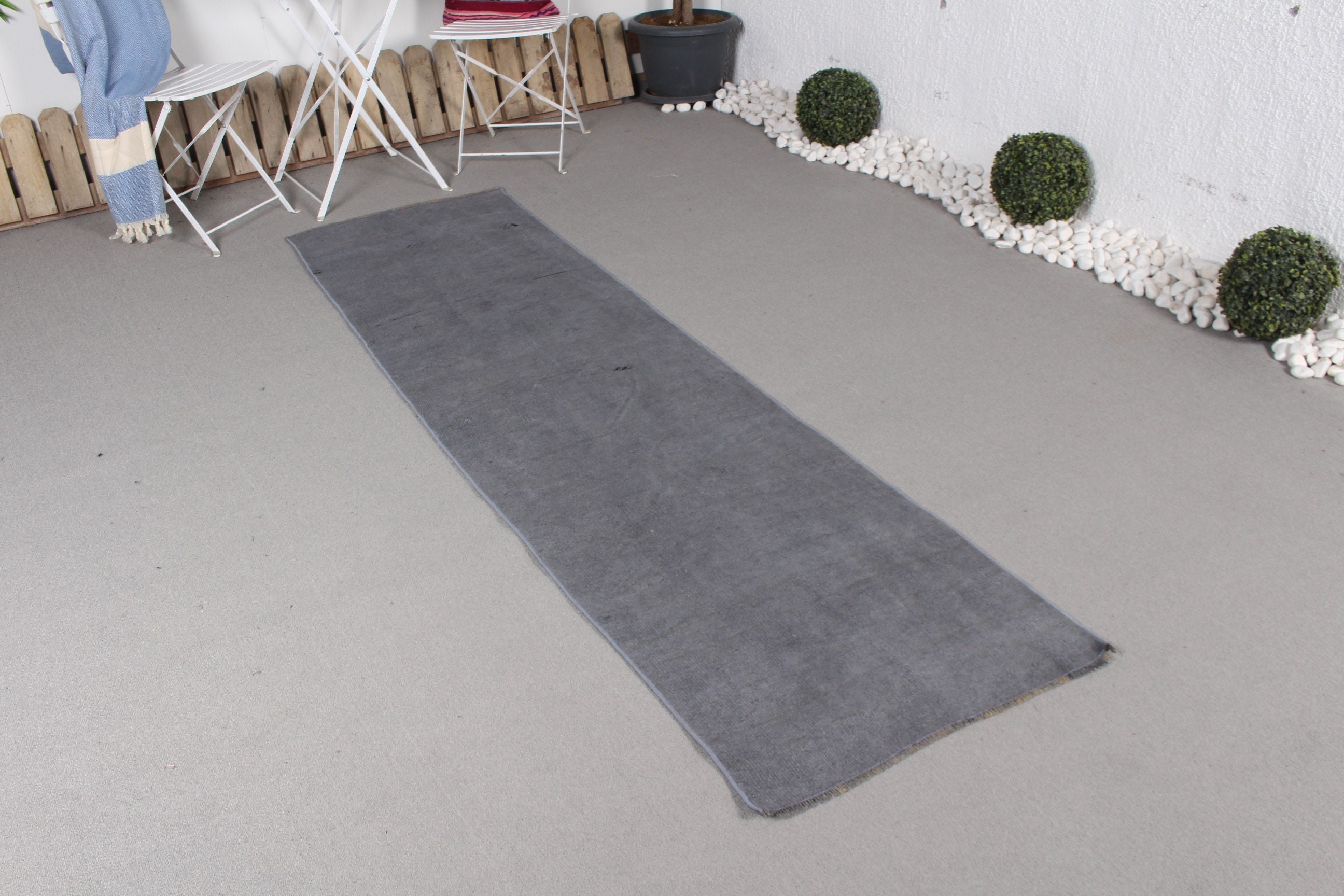 2.3x8.5 ft Runner Halı, Koridor Halısı, Oushak Halıları, Soğuk Halı, Koridor Halıları, Vintage Halı, Gri Oushak Halıları, Merdiven Halıları, Türk Halıları