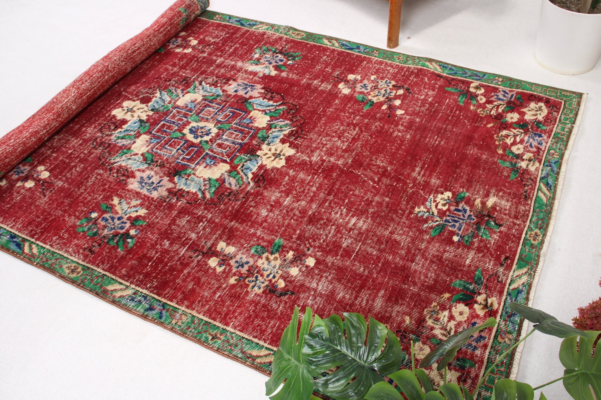 4.9x7.8 ft Area Rugs, Vintage Rugs, Turkish Rug, Handwoven Rugs, Red Neutral Rug, Turkey Rugs, Rugs for Boho Area, Indoor Rugs, Antique Rug