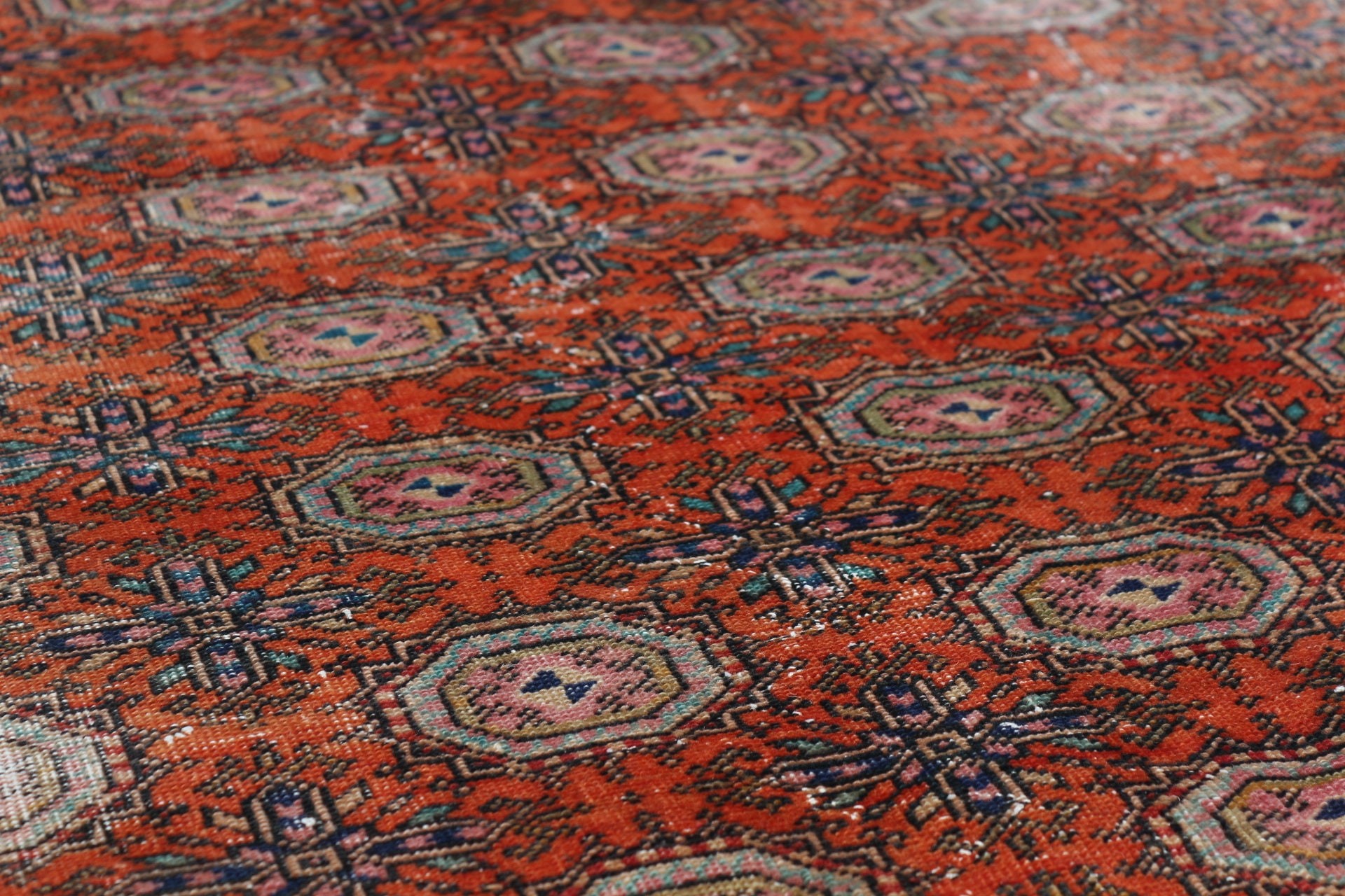 Anatolian Rug, Vintage Rug, Salon Rug, Rugs for Saloon, Orange Antique Rugs, Saloon Rug, Turkish Rugs, 7.1x10.2 ft Oversize Rugs, Wool Rug