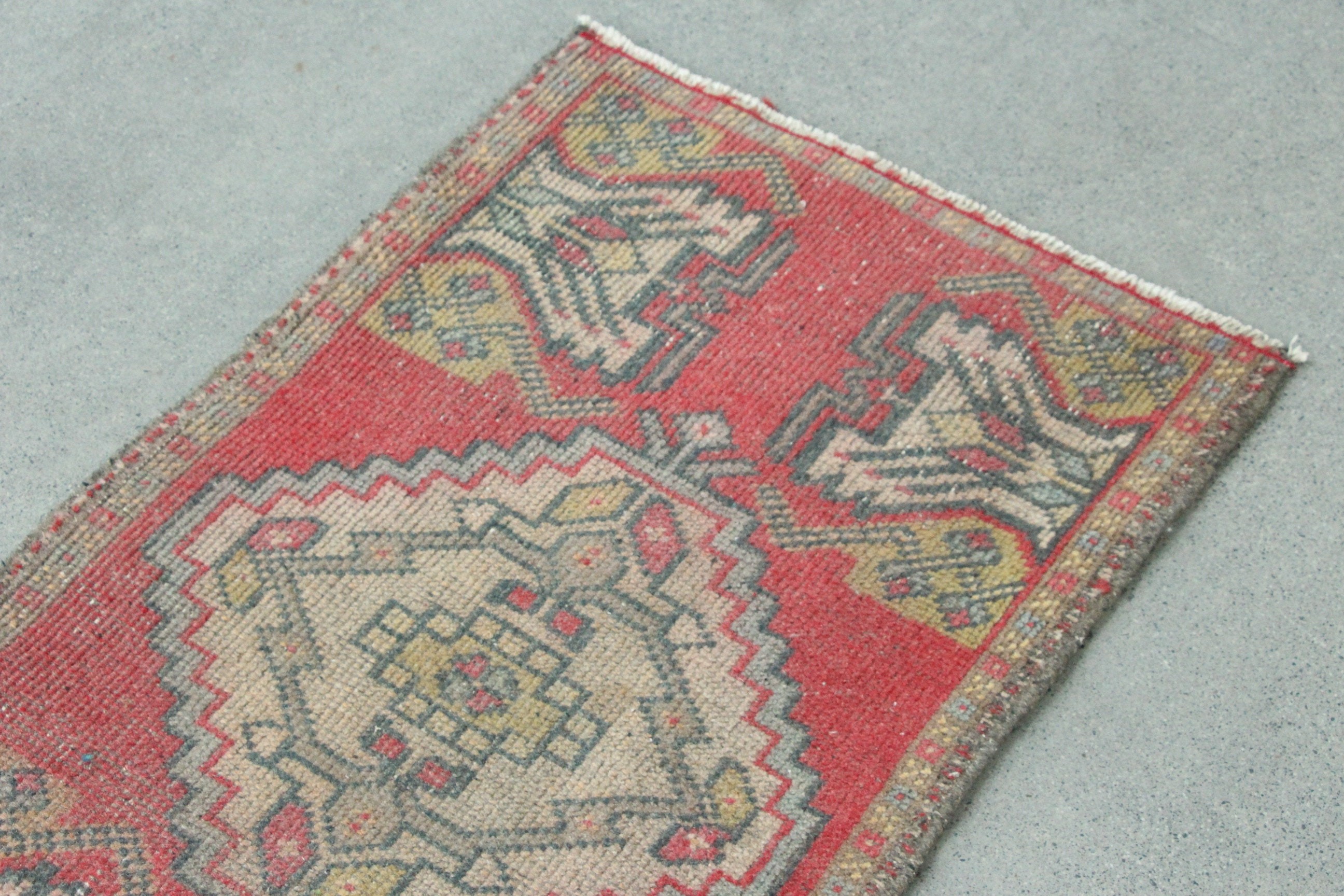 Rugs for Bath, Art Rug, Door Mat Rugs, Entry Rug, Vintage Rug, Red Bedroom Rug, 1.8x3.1 ft Small Rug, Wool Rug, Oriental Rug, Turkish Rug