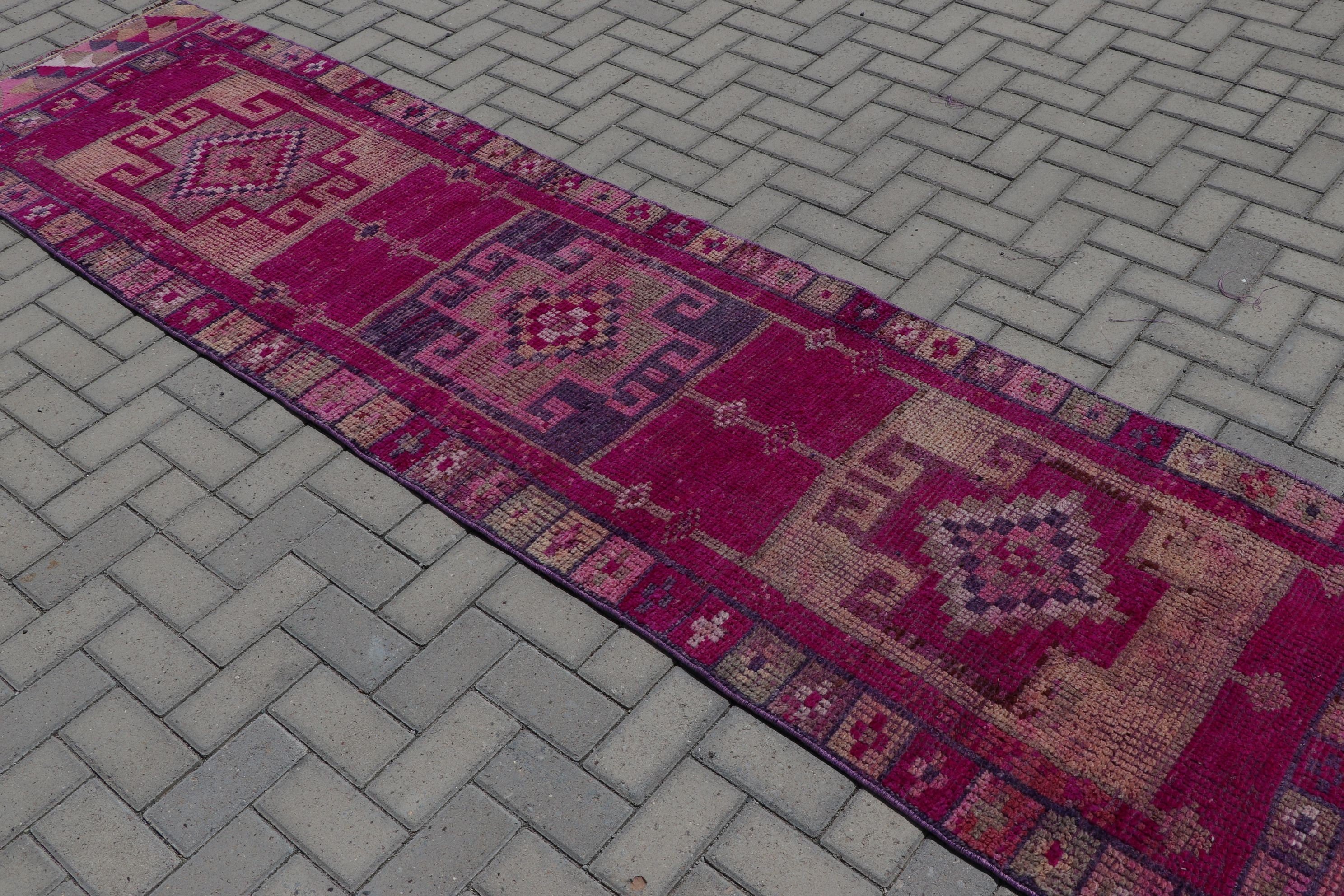 Home Decor Rug, Outdoor Rug, Rugs for Kitchen, Turkish Rugs, Pink Bedroom Rugs, Cool Rug, 2.8x11.2 ft Runner Rug, Vintage Rug, Hallway Rug