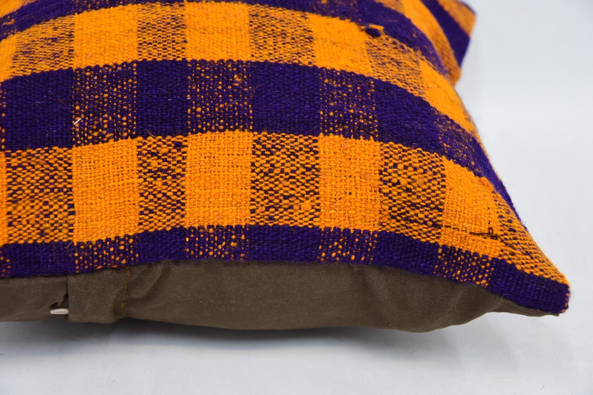 Retro Throw Pillow Cover, Kilim Pillow Cover, 12"x12" Orange Cushion Cover, Turkish Pillow, Ethnical Kilim Rug Pillow