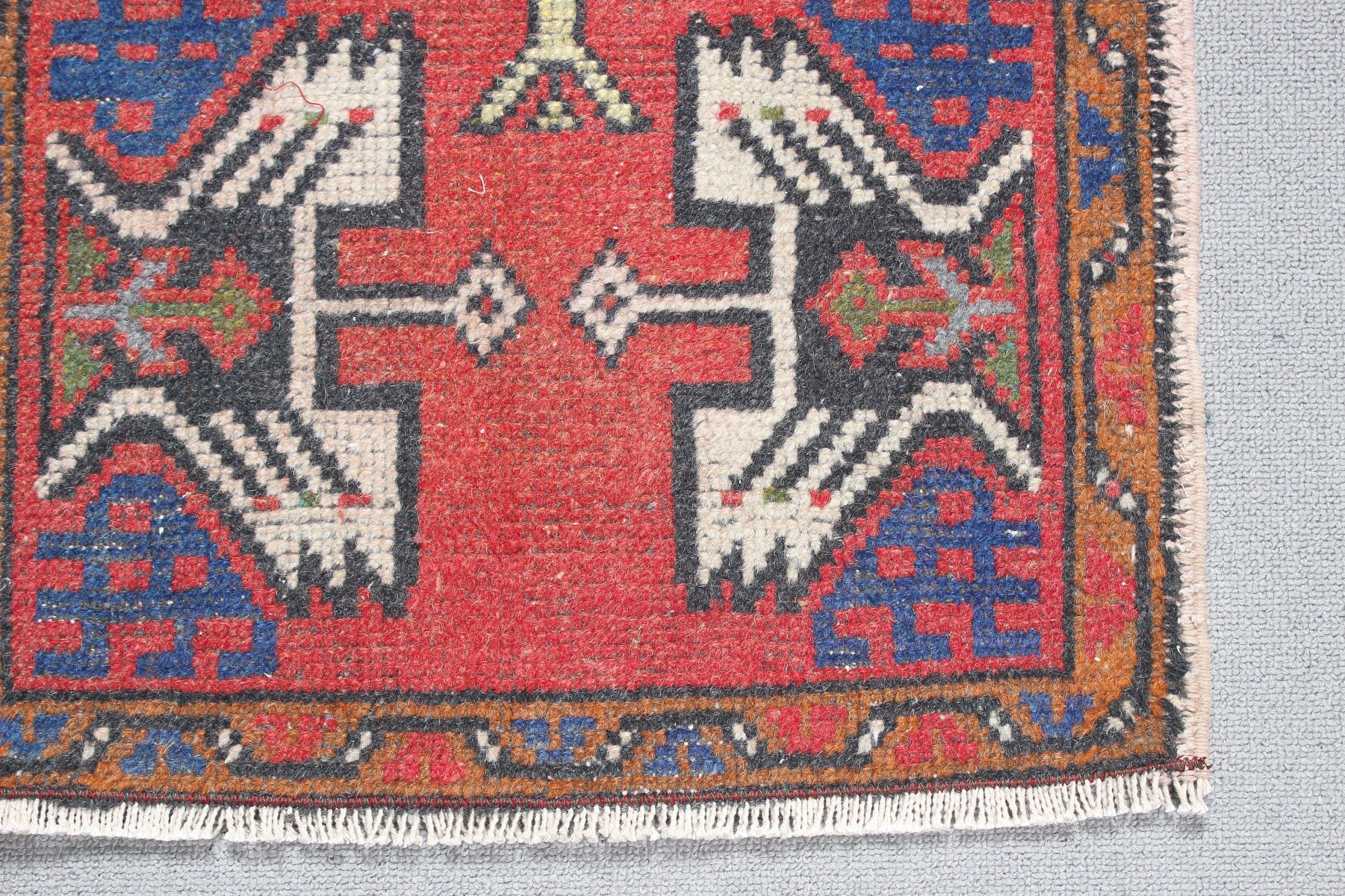 Vintage Rugs, Kitchen Rugs, Small Area Rug, Bedroom Rugs, Red Oushak Rugs, Turkish Rugs, Car Mat Rug, Artistic Rug, 1.6x3.2 ft Small Rugs