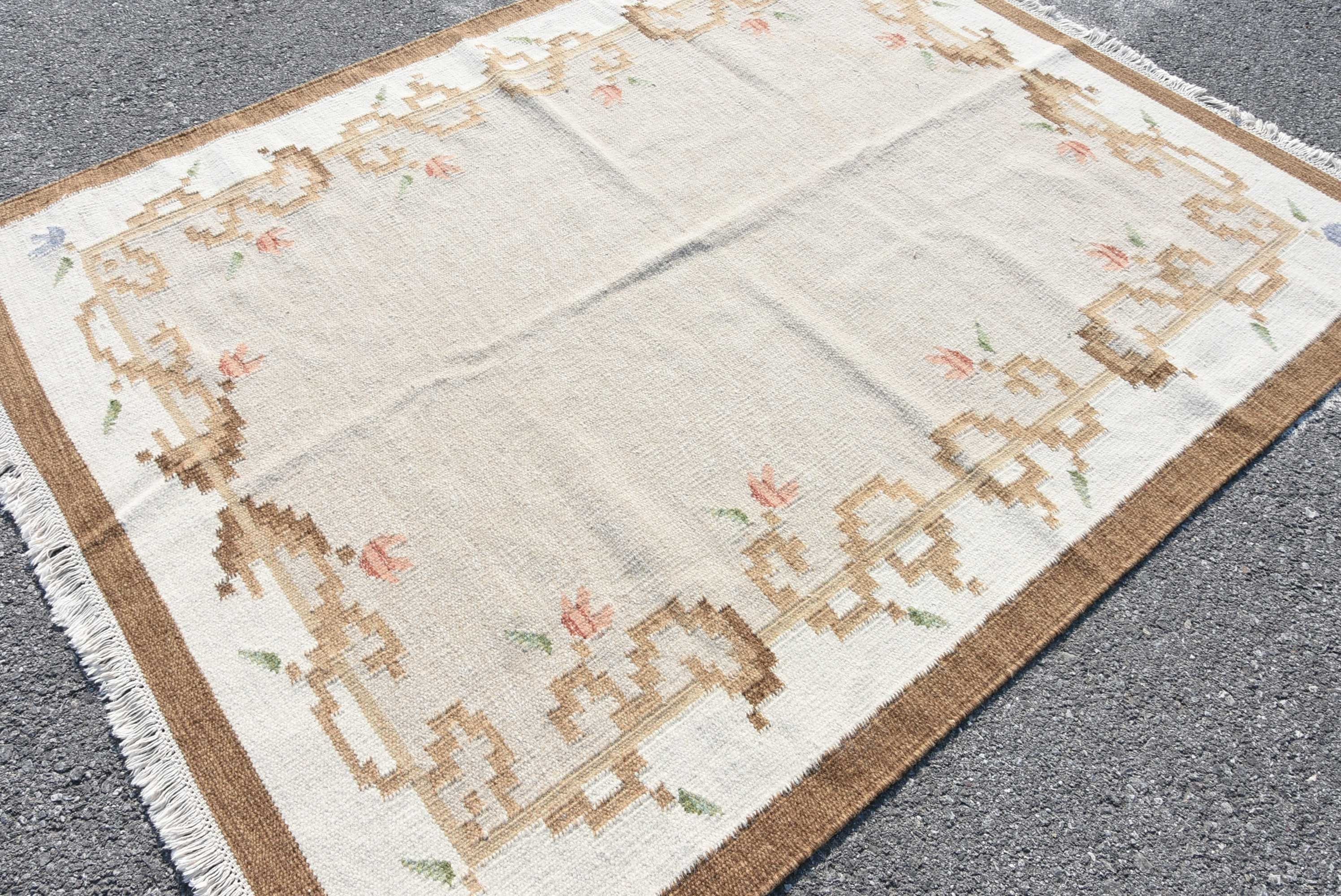 Turkish Rug, Dorm Rug, Moroccan Rugs, 5.8x7.4 ft Large Rug, Vintage Rugs, White Anatolian Rugs, Dining Room Rug, Bedroom Rug, Anatolian Rug