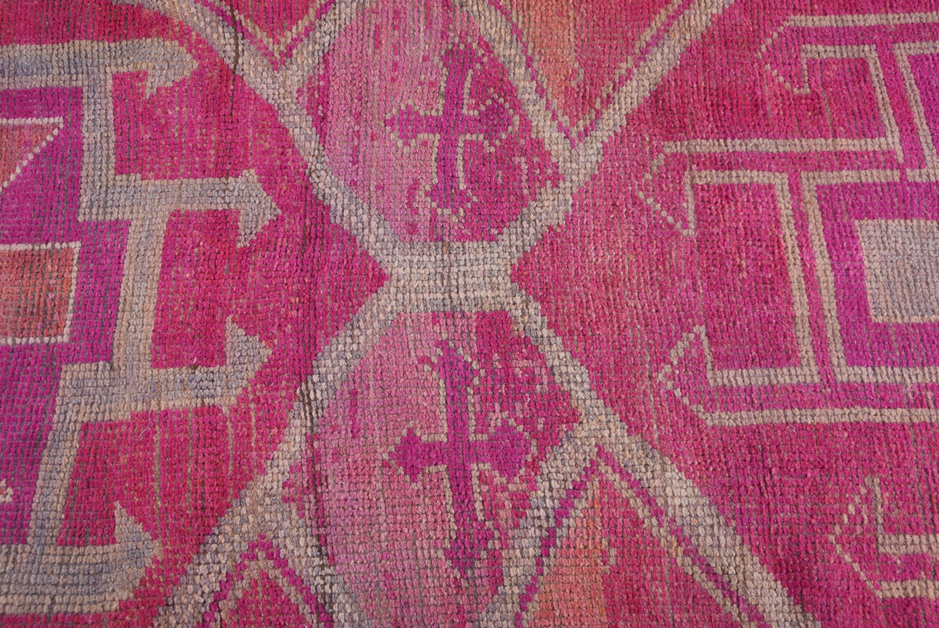 Pink Bedroom Rug, Vintage Rugs, Hallway Rug, Turkish Rug, Cute Rug, Rugs for Corridor, Kitchen Rug, 3.2x11.5 ft Runner Rug, Moroccan Rug