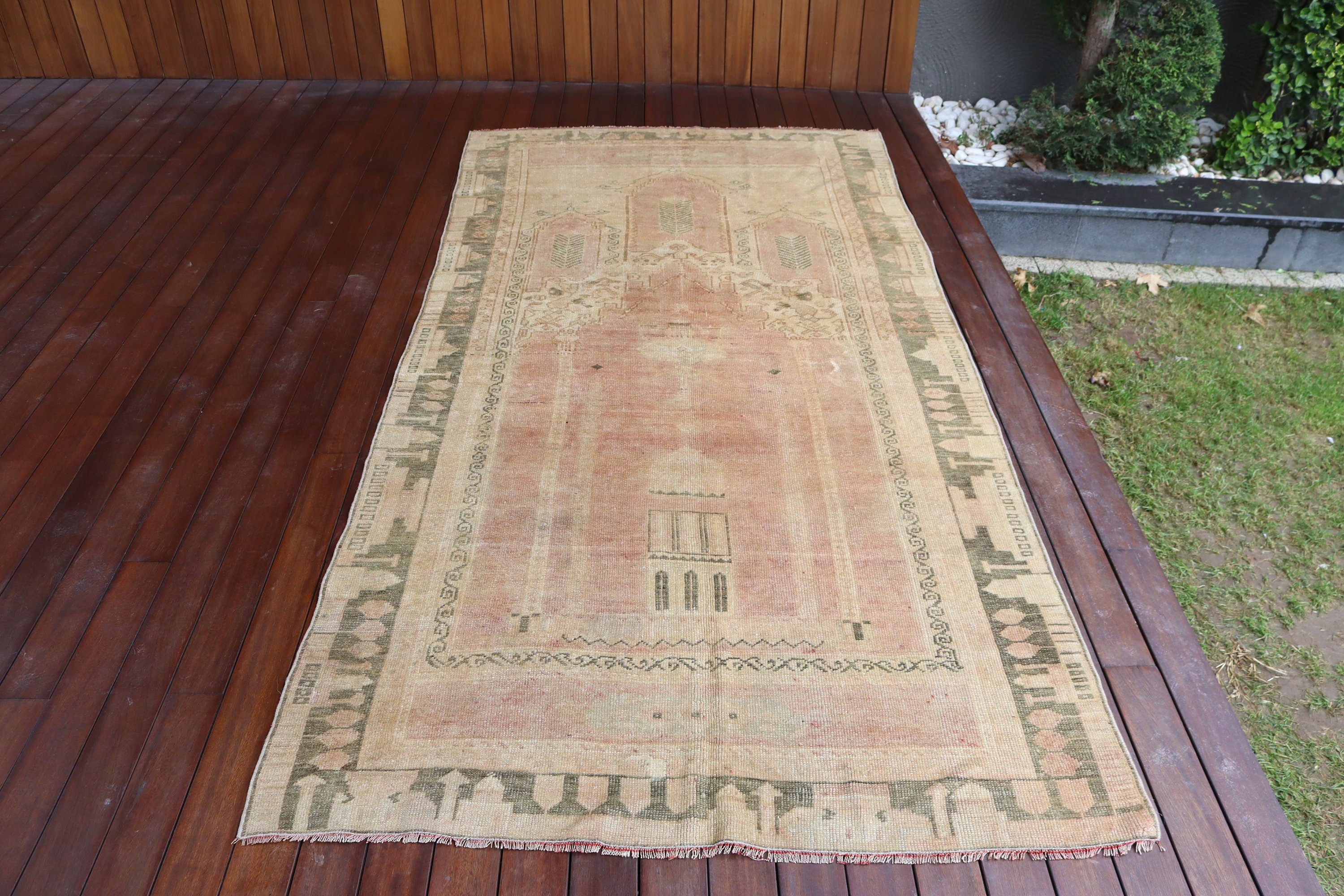 Vintage Alan Halısı, Türk Halısı, 4,2x8,5 ft Alan Halıları, Vintage Halı, Yer Halıları, Mutfak Halıları, Oryantal Halı, Bej El Dokuma Halılar, Lüks Halılar