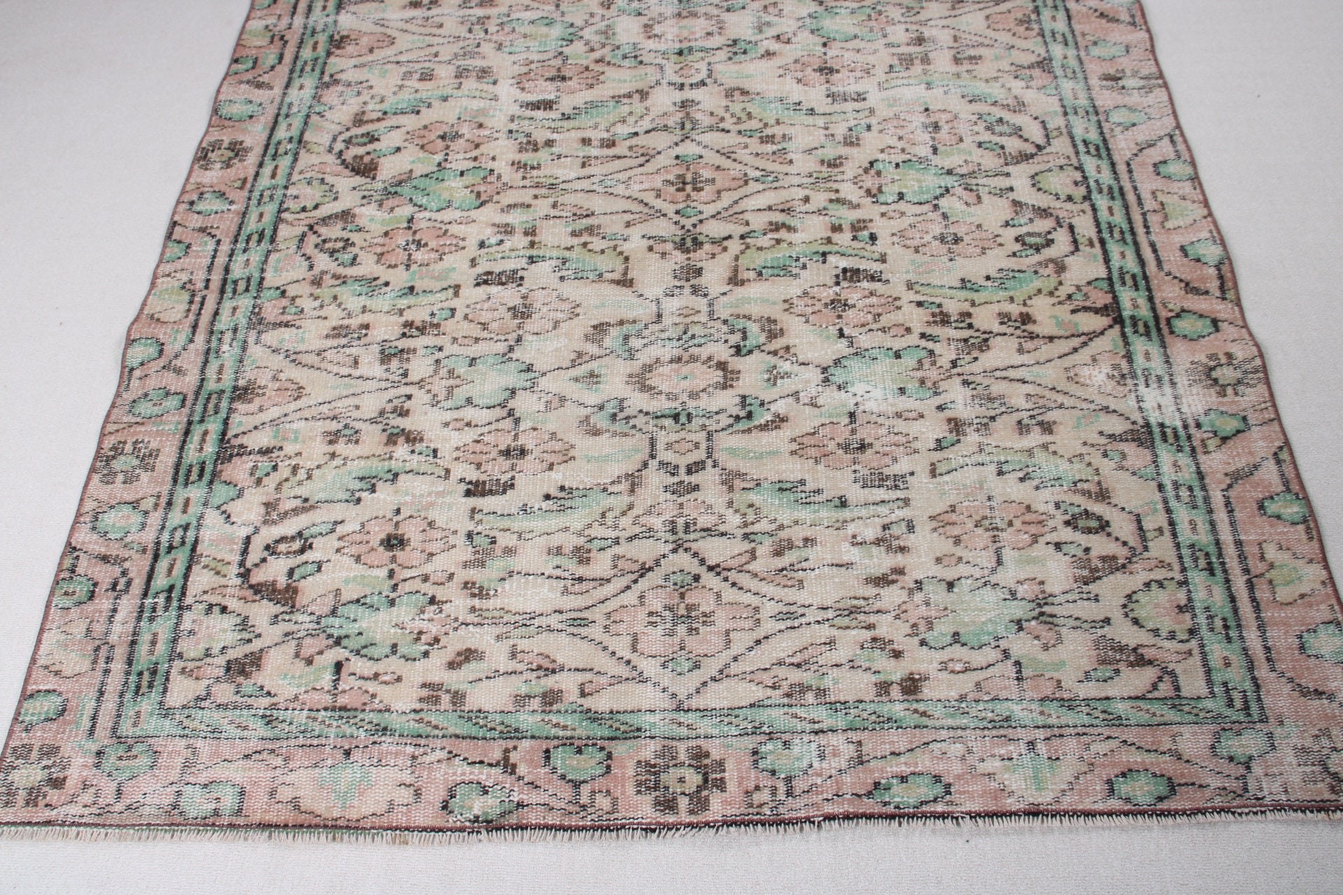 Bej Soğuk Halı, 5.2x9.2 ft Büyük Halılar, Türk Halıları, Yatak Odası Halıları, Salon Halıları, Vintage Halılar, Büyük Vintage Halılar, Düz Dokuma Halı