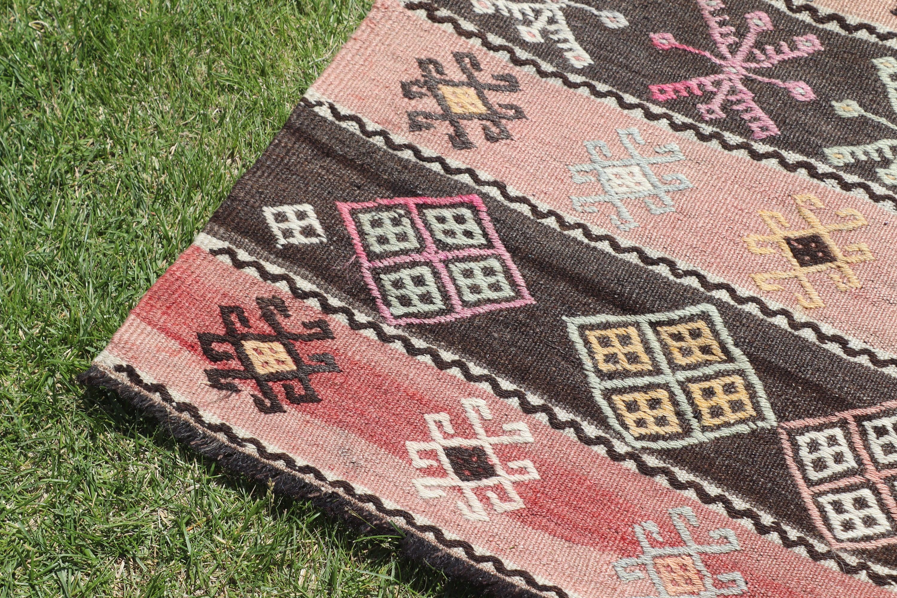 Pembe Mutfak Halıları, Yer Halıları, Türk Halısı, Kilim, Koridor Halısı, Vintage Halılar, Koridor Halıları, Yatak Odası Halıları, 2.6x7.9 ft Yolluk Halıları