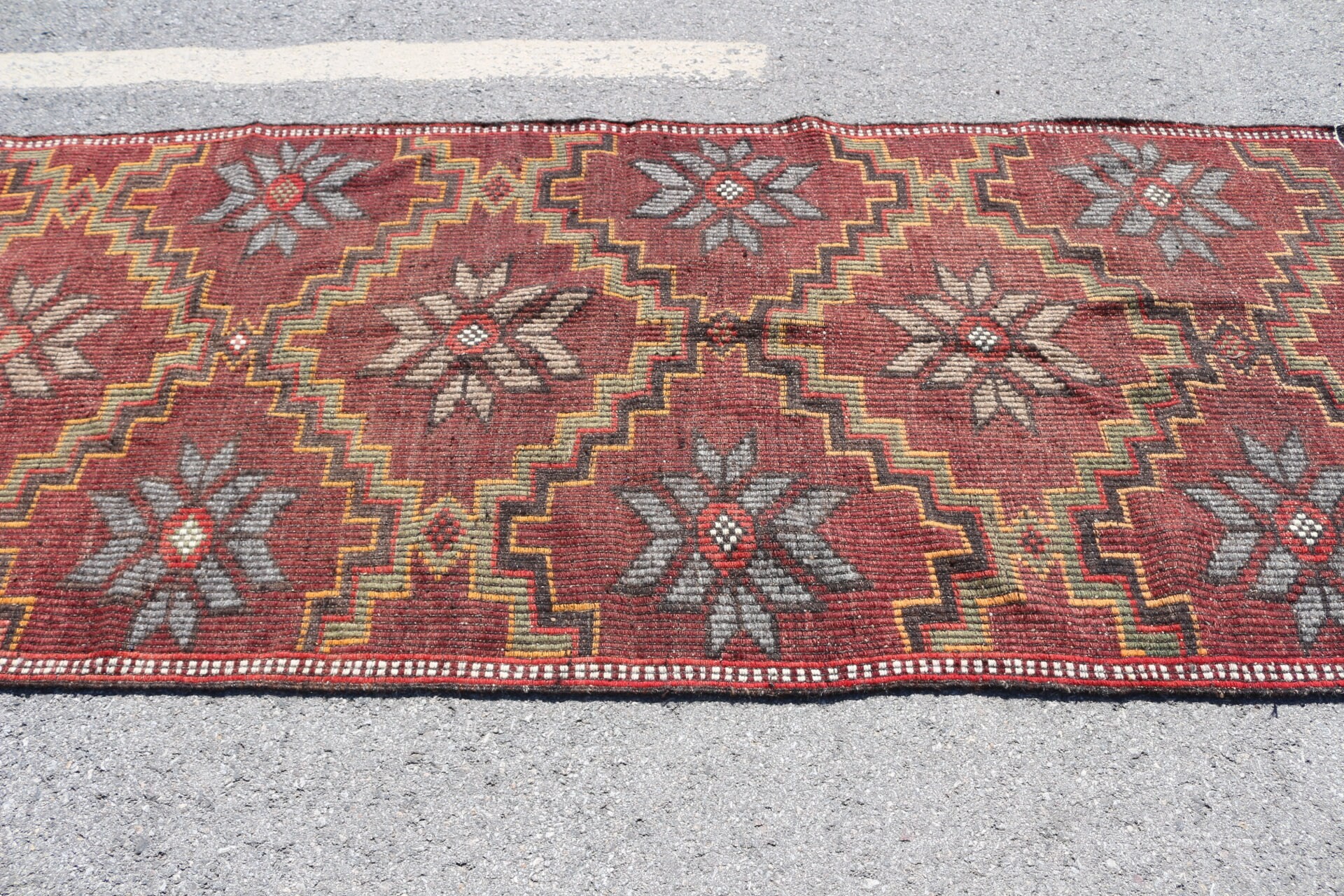 Yer Halısı, Oturma Odası Halıları, 4x9,3 ft Alan Halıları, Oushak Halıları, Yatak Odası Halısı, Türk Halısı, Kilim, Kırmızı Yün Halı, Vintage Halı, Eklektik Halılar