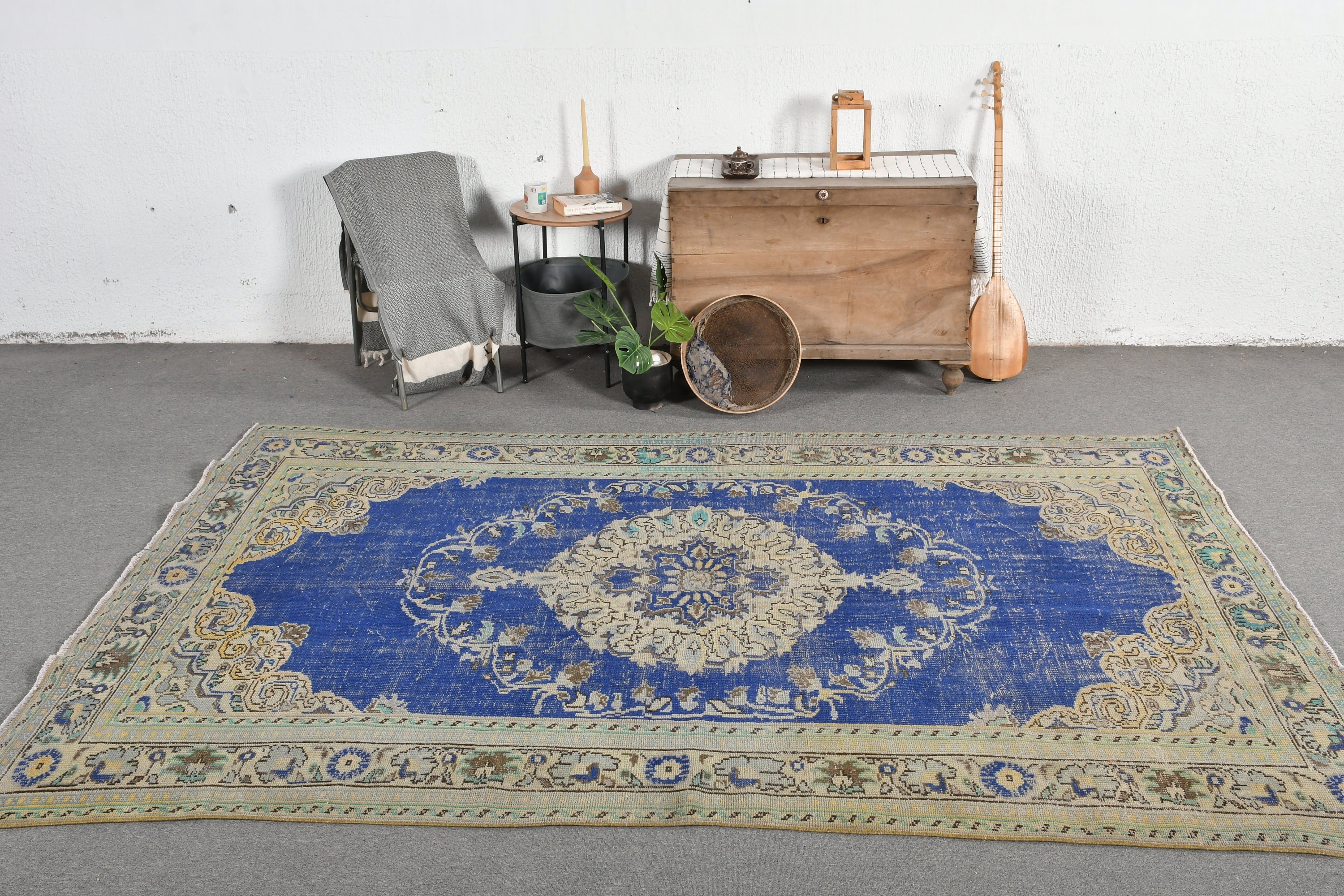 Blue Kitchen Rug, Living Room Rug, Vintage Rug, 6.7x9.8 ft Large Rugs, Bedroom Rug, Home Decor Rugs, Turkish Rug, Office Rug, Oriental Rugs