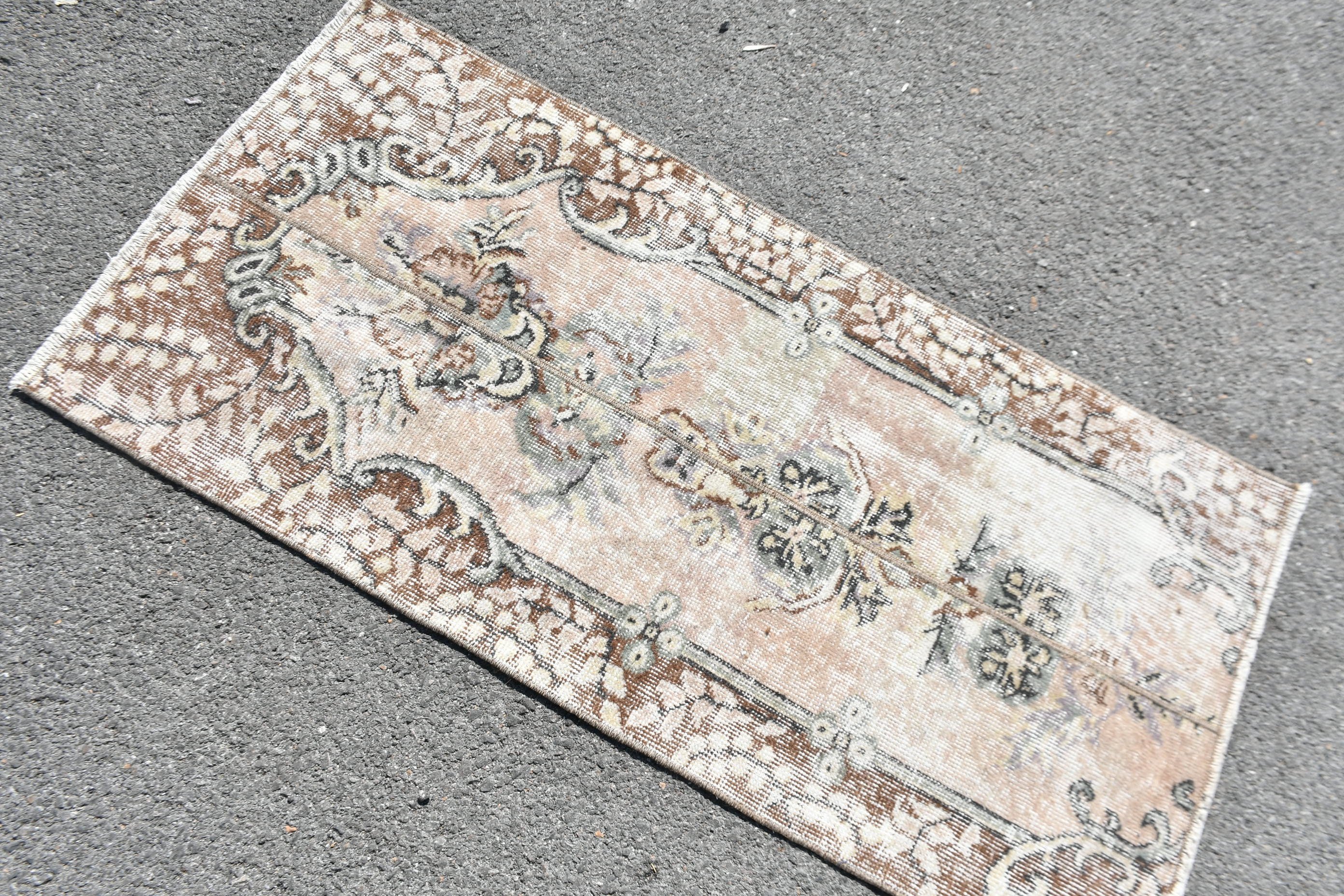 Vintage Rug, Entry Rugs, Rugs for Nursery, Floor Rugs, Home Decor Rug, 2x4.2 ft Small Rug, Beige Cool Rugs, Turkish Rug, Wall Hanging Rugs