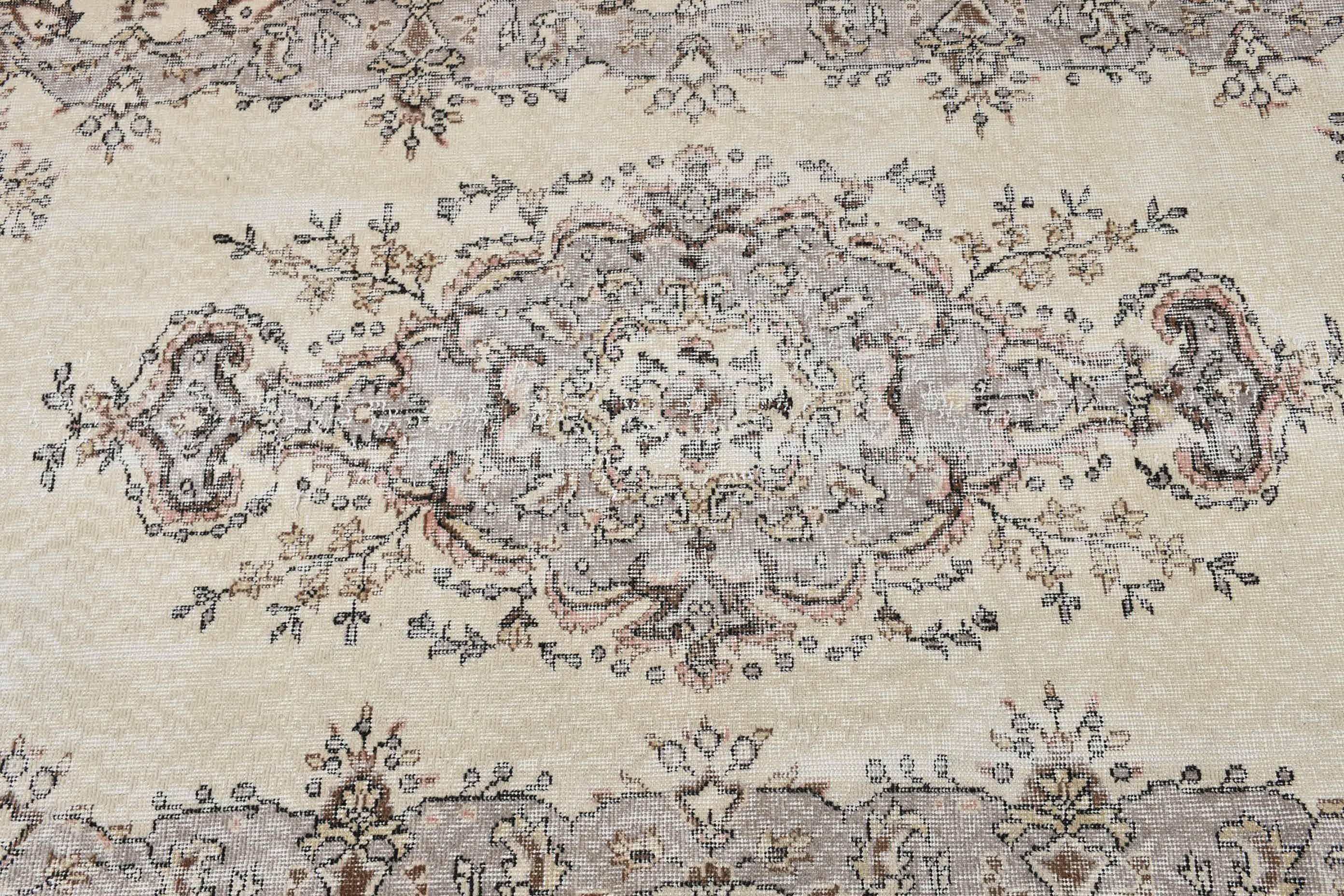 Oushak Halı, Bej Ev Dekor Halısı, Vintage Halılar, Çocuk Halısı, Türk Halıları, Oturma Odası Halısı, 3.7x6.6 ft Alan Halısı, Ev Dekor Halıları, Eski Halılar