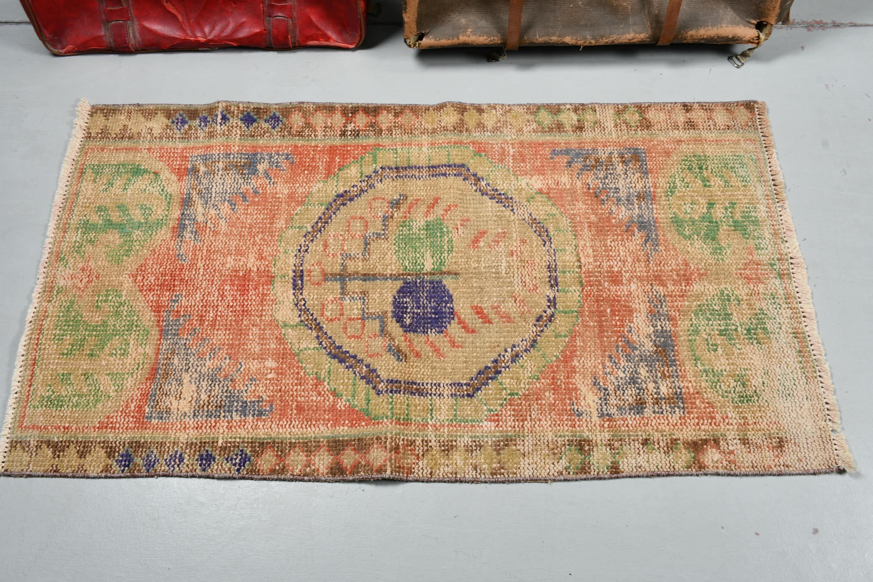 Giriş Halıları, 2.3x4.3 ft Küçük Halı, Türk Halısı, Ev Dekorasyonu Halısı, Yer Halıları, Vintage Halılar, Kapı Paspas Halıları, Banyo Halıları, Yeşil Oushak Halı