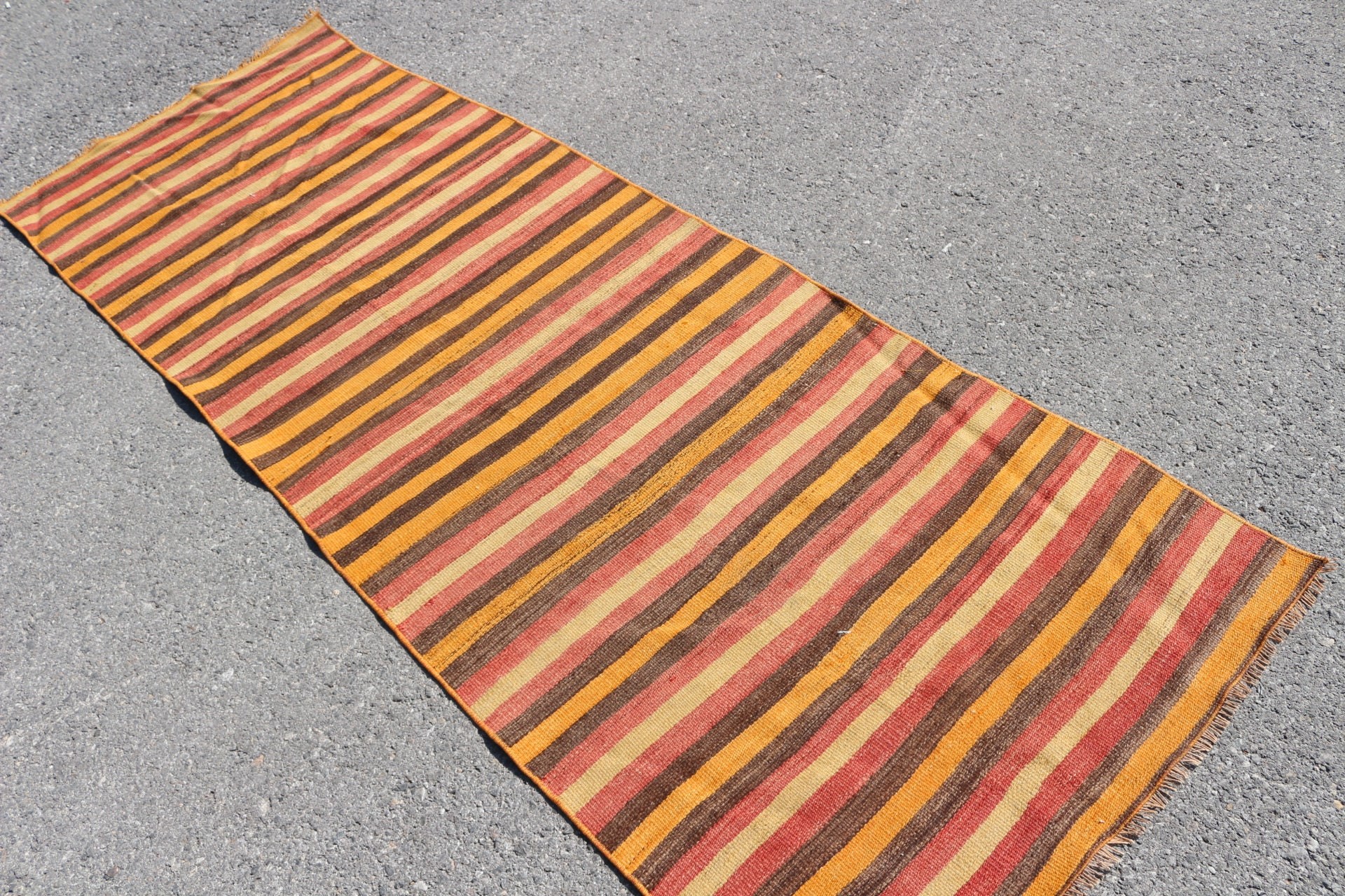 Office Rug, Rugs for Corridor, Orange Oushak Rug, Floor Rug, Vintage Rugs, 2.9x8.1 ft Runner Rug, Turkish Rug, Stair Rug, Wool Rug, Kilim