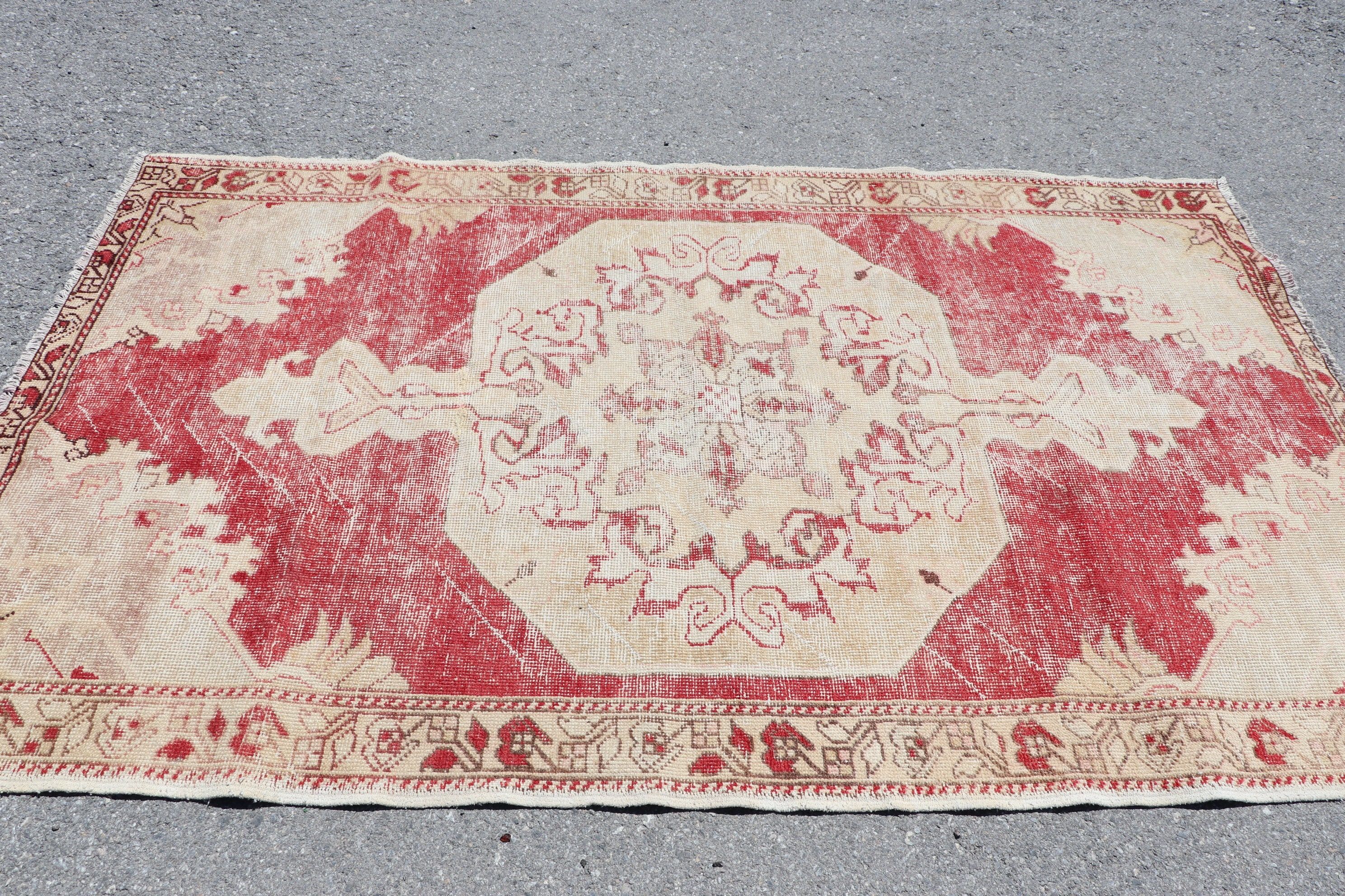 Rugs for Floor, Moroccan Rugs, Floor Rug, Red Oushak Rugs, Turkish Rugs, Nursery Rug, 4.4x7.2 ft Area Rugs, Vintage Rug, Home Decor Rugs