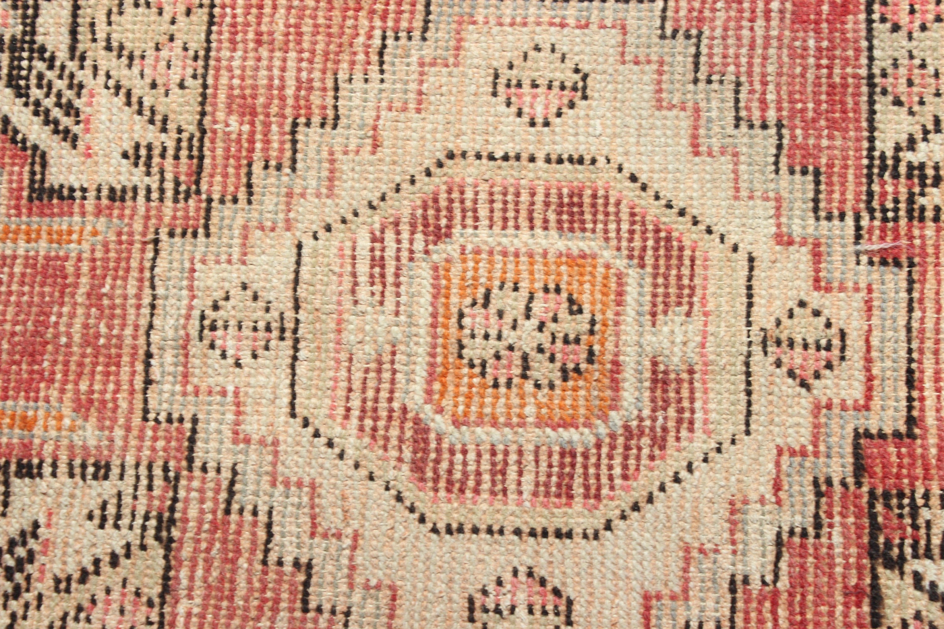 Turkish Rug, Wool Rug, Bathroom Rug, Vintage Rug, Moroccan Rug, Red Moroccan Rug, Rugs for Bath, Car Mat Rugs, 1.4x2.7 ft Small Rugs