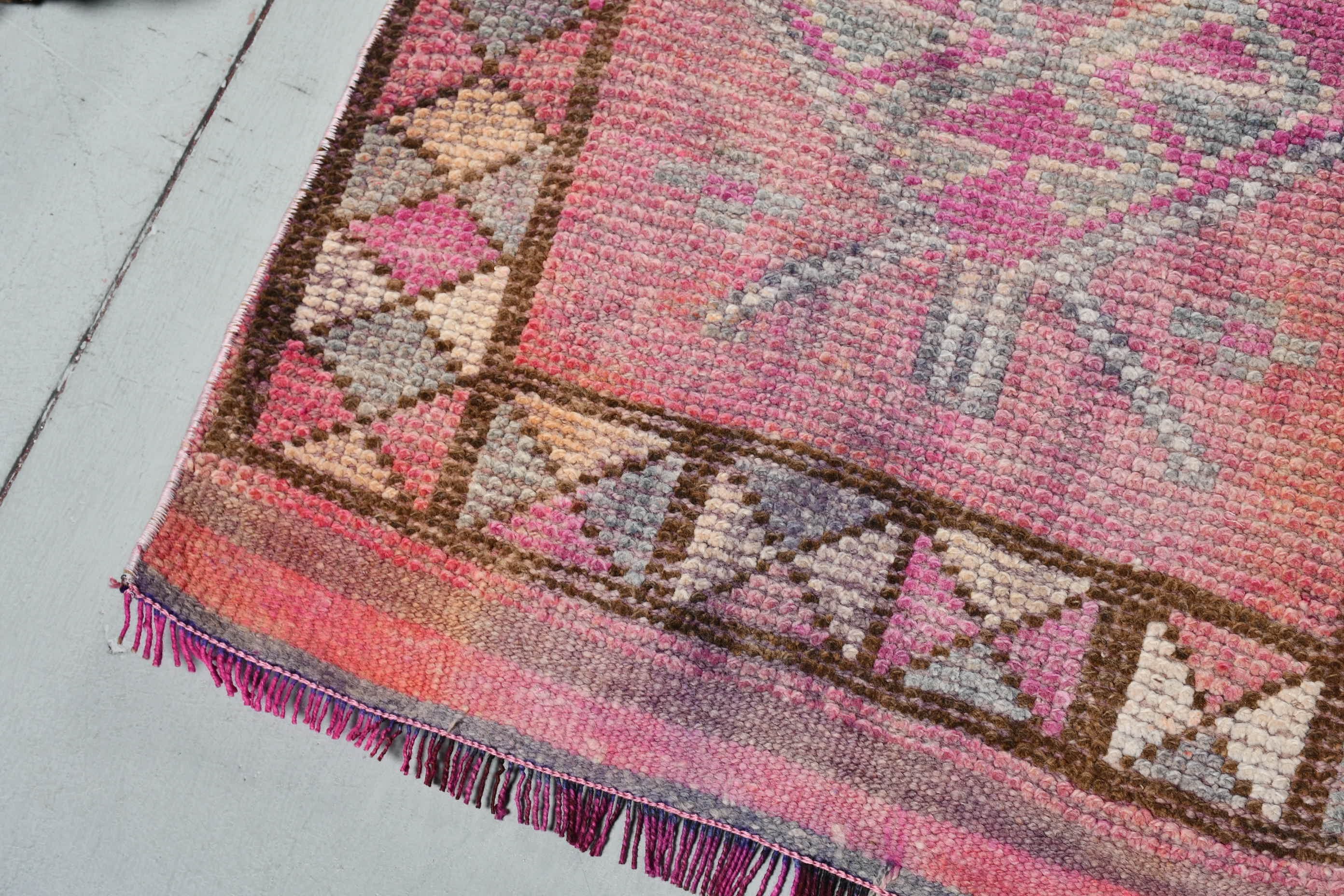 Designer Rug, Vintage Rug, 2.4x8.9 ft Runner Rugs, Pink Home Decor Rug, Hallway Rug, Turkish Rug, Moroccan Rug, Kitchen Rug, Floor Rug