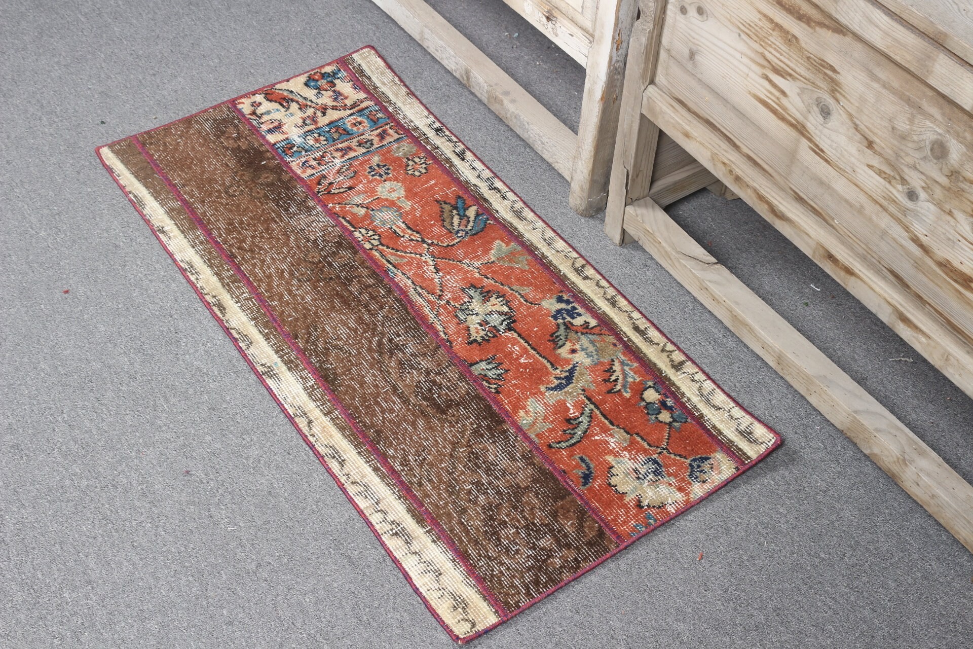 Rugs for Bathroom, Turkish Rugs, Pastel Rug, Bath Rug, Vintage Rug, Home Decor Rug, Red Kitchen Rug, 1.7x3.5 ft Small Rug, Moroccan Rugs