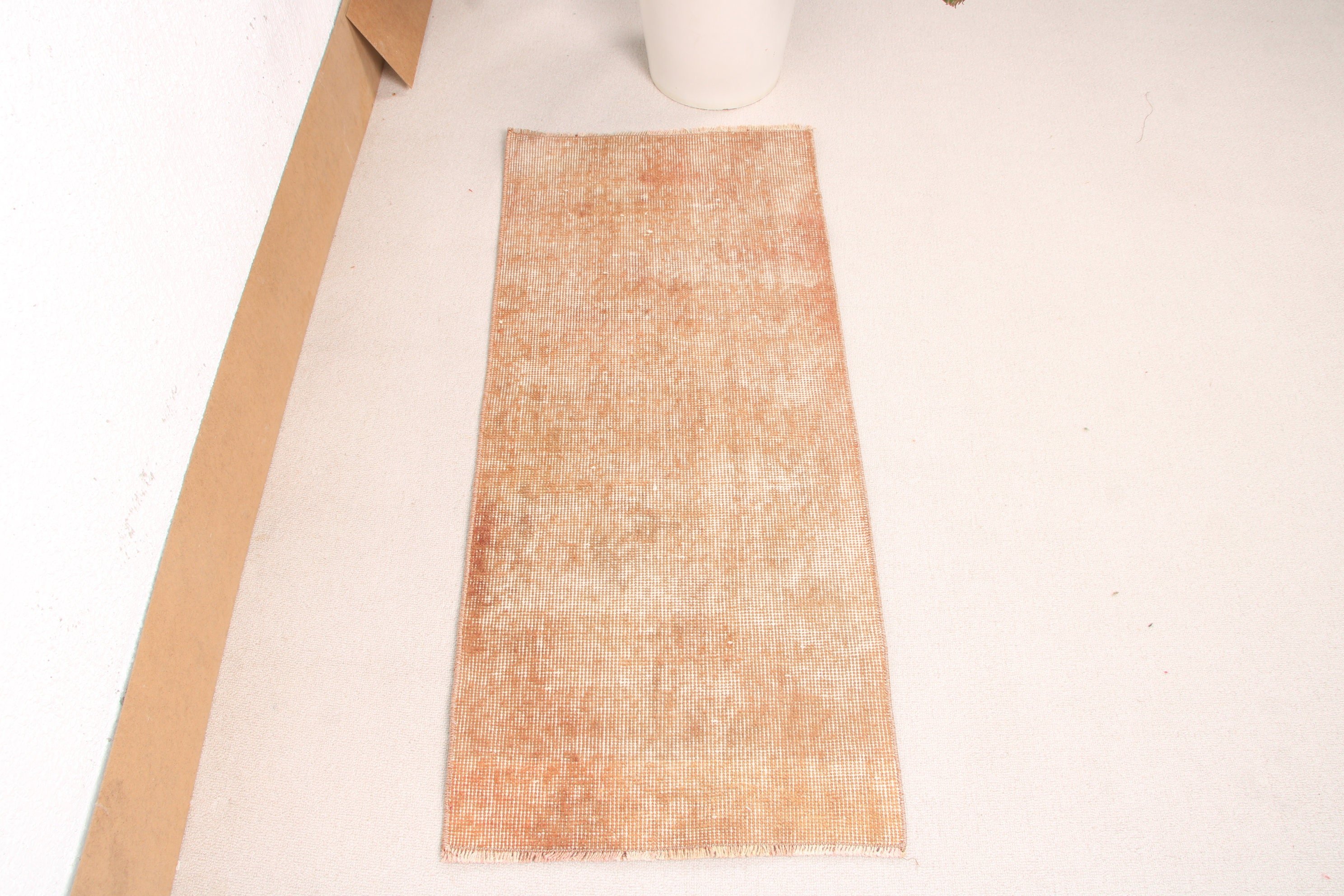 1.6x3.8 ft Small Rug, Vintage Rugs, Brown Moroccan Rugs, Small Vintage Rug, Oushak Rug, Turkish Rugs, Boho Rug, Bathroom Rugs