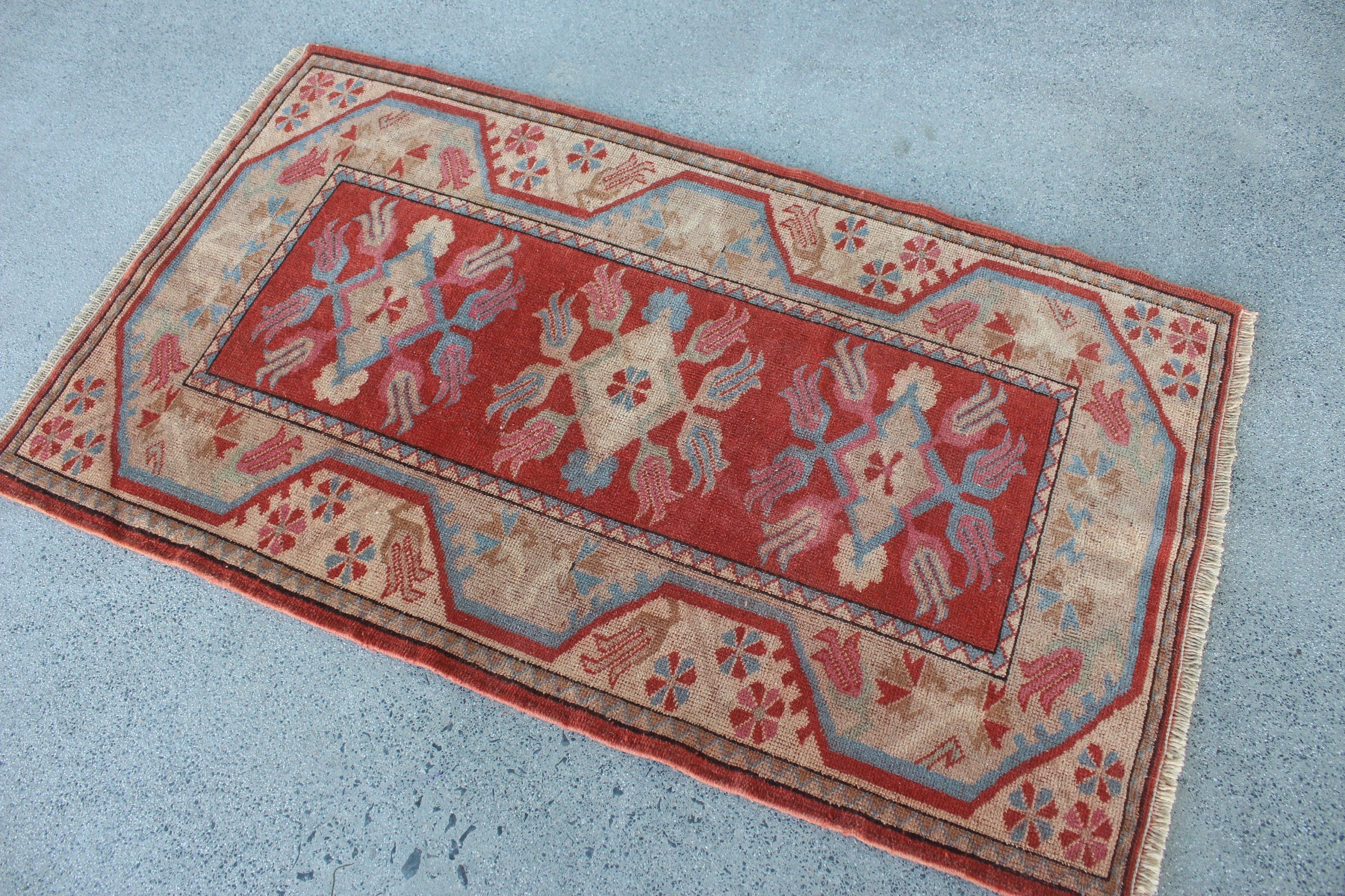 Bedroom Rugs, Kitchen Rug, Red Home Decor Rugs, Rugs for Bath, Antique Rug, Vintage Rugs, Wool Rugs, 2.5x4.4 ft Small Rug, Turkish Rugs