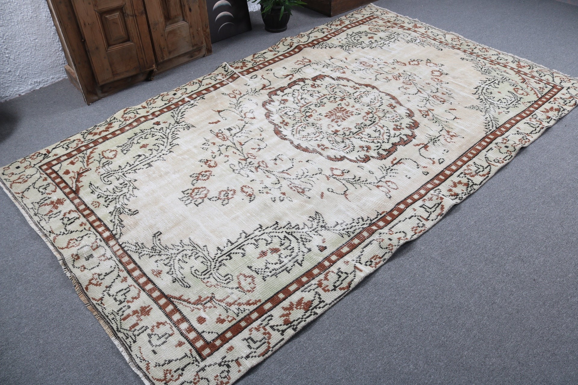 Handwoven Rug, 5.2x9.2 ft Large Rug, Dining Room Rug, Vintage Rug, Home Decor Rug, Turkish Rugs, Large Vintage Rug, Beige Luxury Rugs