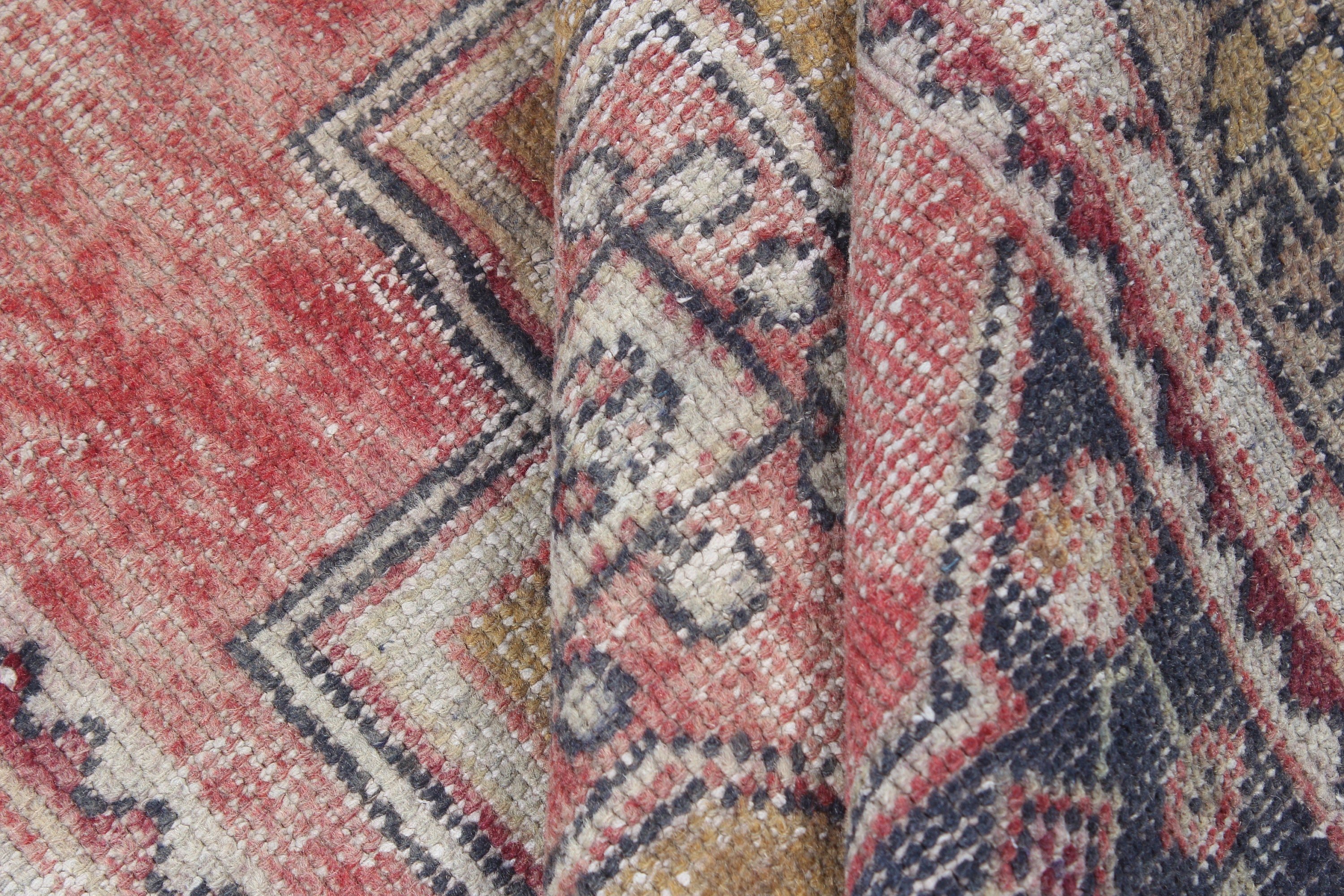 Vintage Rug, Turkish Rugs, Organic Rug, Red  3.8x3.9 ft Small Rugs, Small Vintage Rugs, Car Mat Rug, Kitchen Rugs, Oushak Rugs