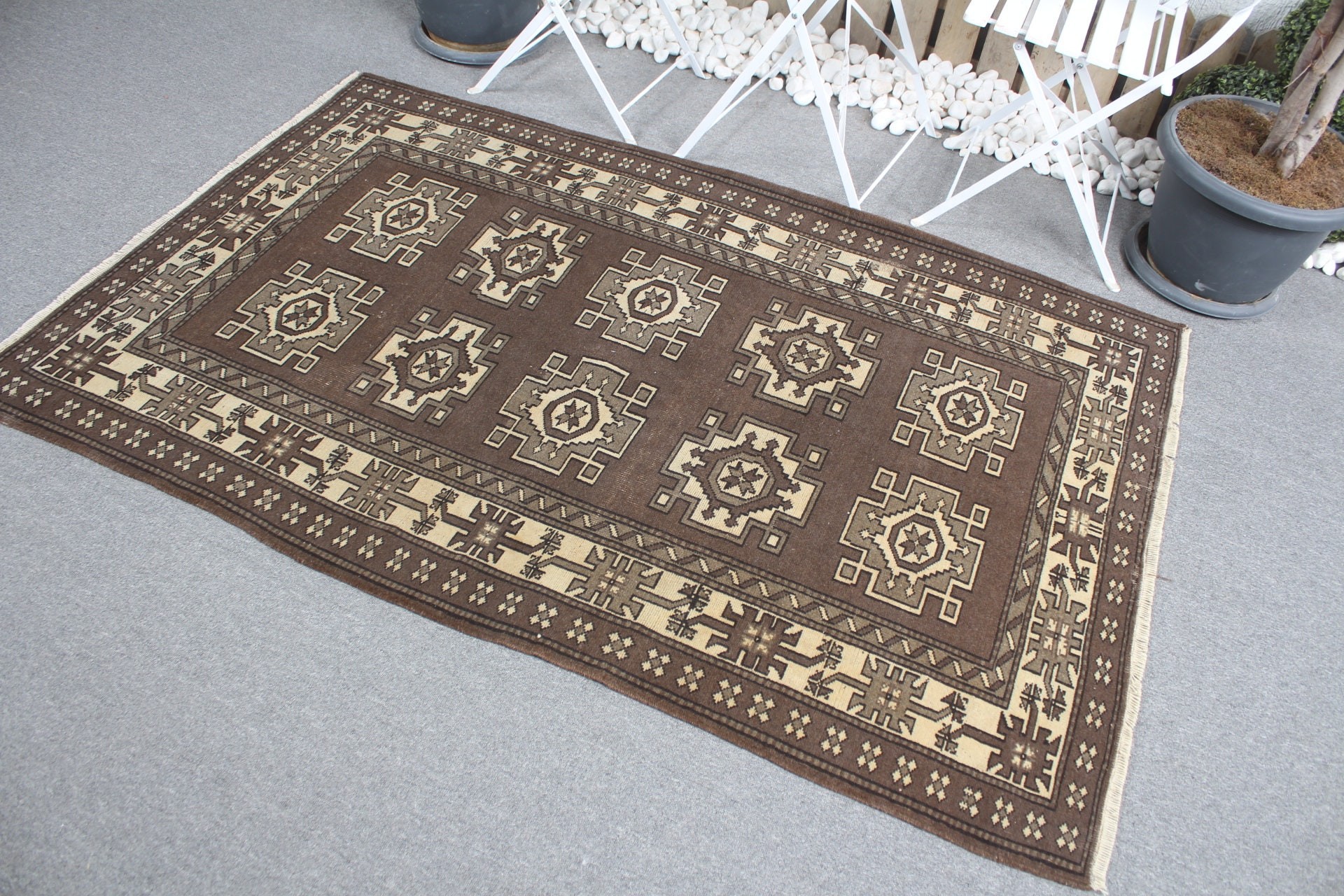 Brown Home Decor Rug, Vintage Rug, Nursery Rug, Turkish Rugs, Home Decor Rugs, Art Rug, Living Room Rug, 3.9x6.2 ft Area Rug