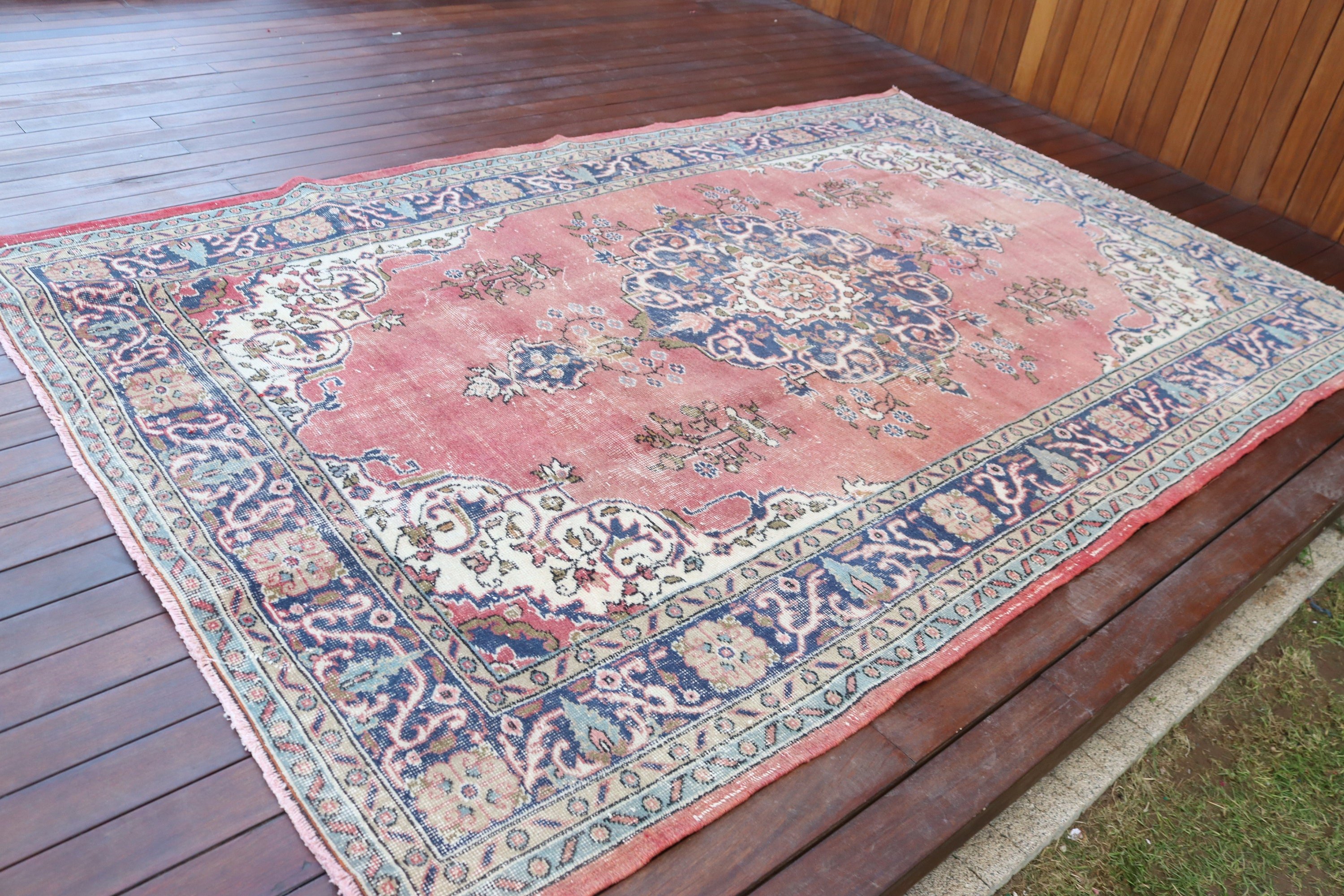 Vintage Halılar, Türk Halısı, 6x9.5 ft Büyük Halılar, Modern Halılar, Salon Halısı, Salon Halıları, Kırmızı Açıklama Halısı, Yatak Odası Halısı