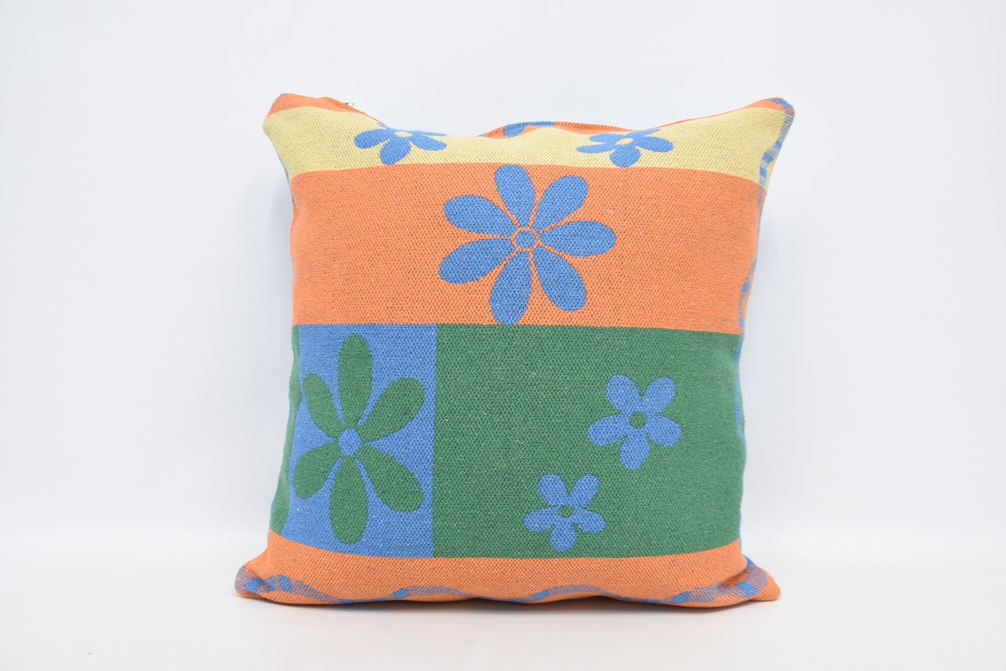 Chair Cushion Cover, Pillow for Couch, 28"x28" Blue Cushion Case, Home Decor Pillow, Accent Cushion Cover, Kilim Pillow