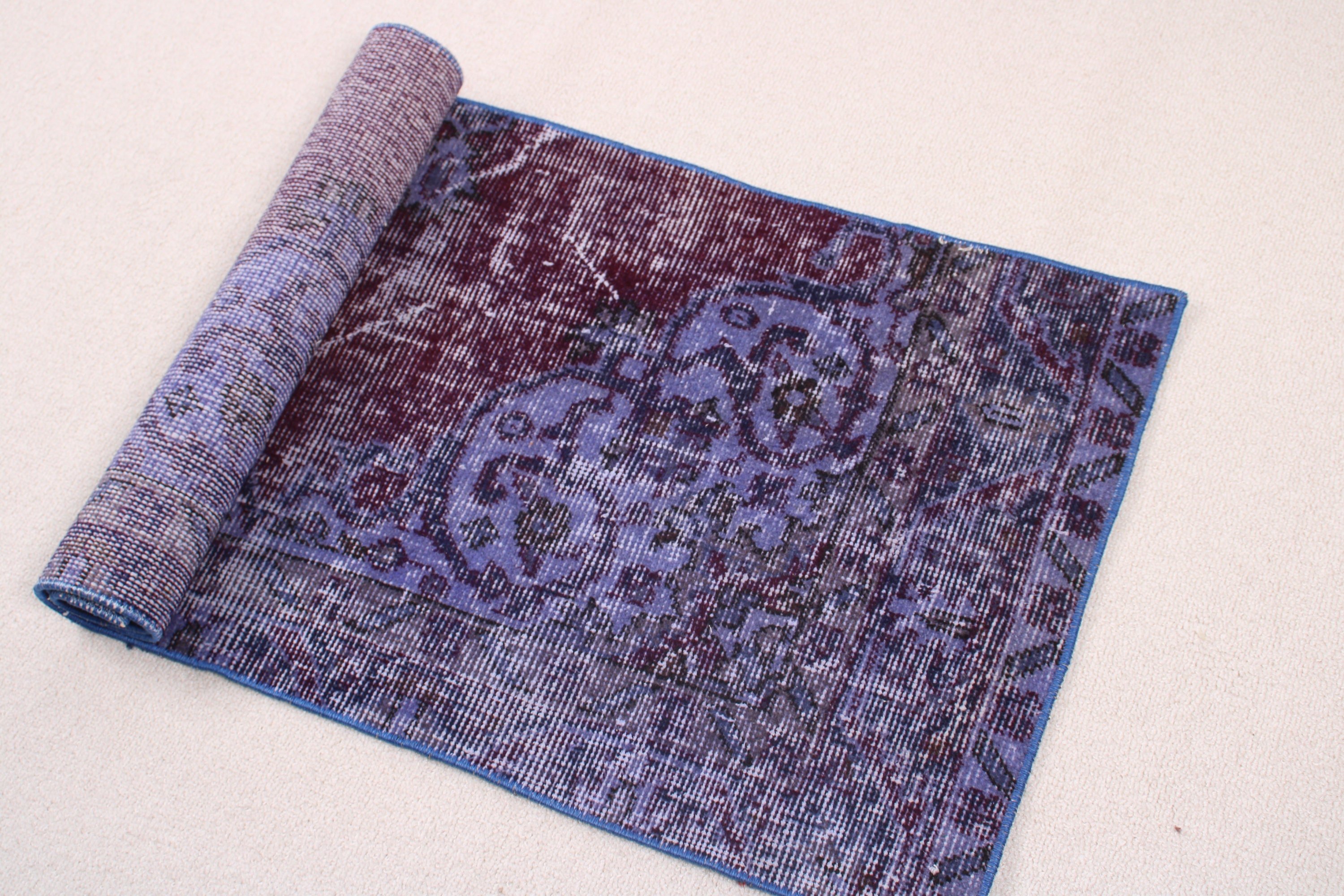 Small Area Rug, Purple Boho Rug, Rugs for Bedroom, Vintage Rugs, Bathroom Rug, Turkish Rug, Oriental Rugs, Floor Rug, 1.6x3.8 ft Small Rug