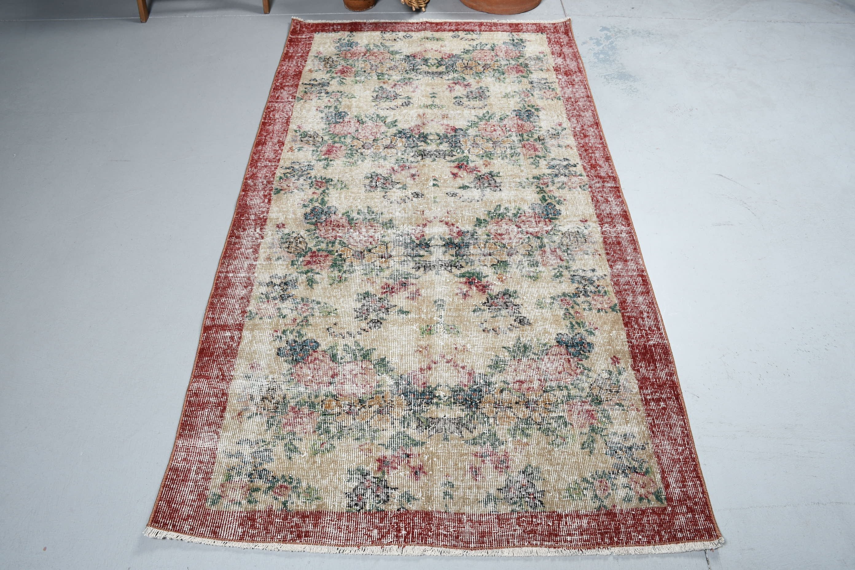 Turkish Rug, 3.6x6.6 ft Accent Rug, Bohemian Rug, Vintage Rugs, Red Moroccan Rugs, Home Decor Rug, Bedroom Rugs, Entry Rug, Kitchen Rug