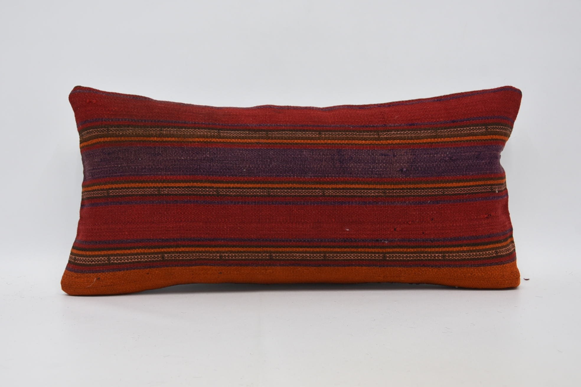 Vintage Kilim Pillow, Pillow for Sofa, Home Decor Pillow, 12"x24" Red Cushion Case, Farmhouse Cushion Cover, Ikat Pillow Sham