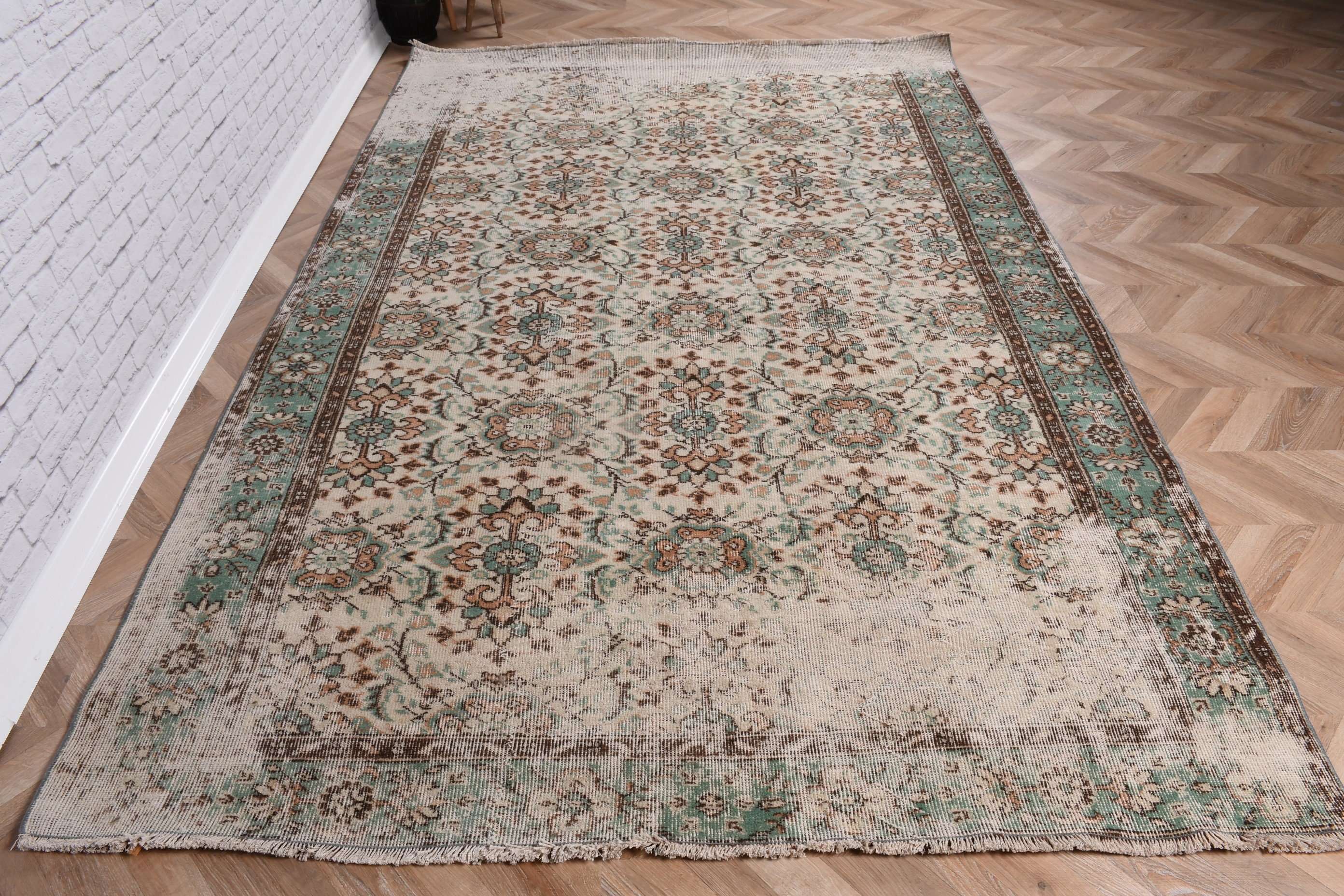 Büyük Vintage Halı, Vintage Halılar, Oturma Odası Halısı, Mutfak Halısı, Türk Halıları, Bej Nötr Halı, 5.8x9.2 ft Büyük Halılar, Fas Halısı