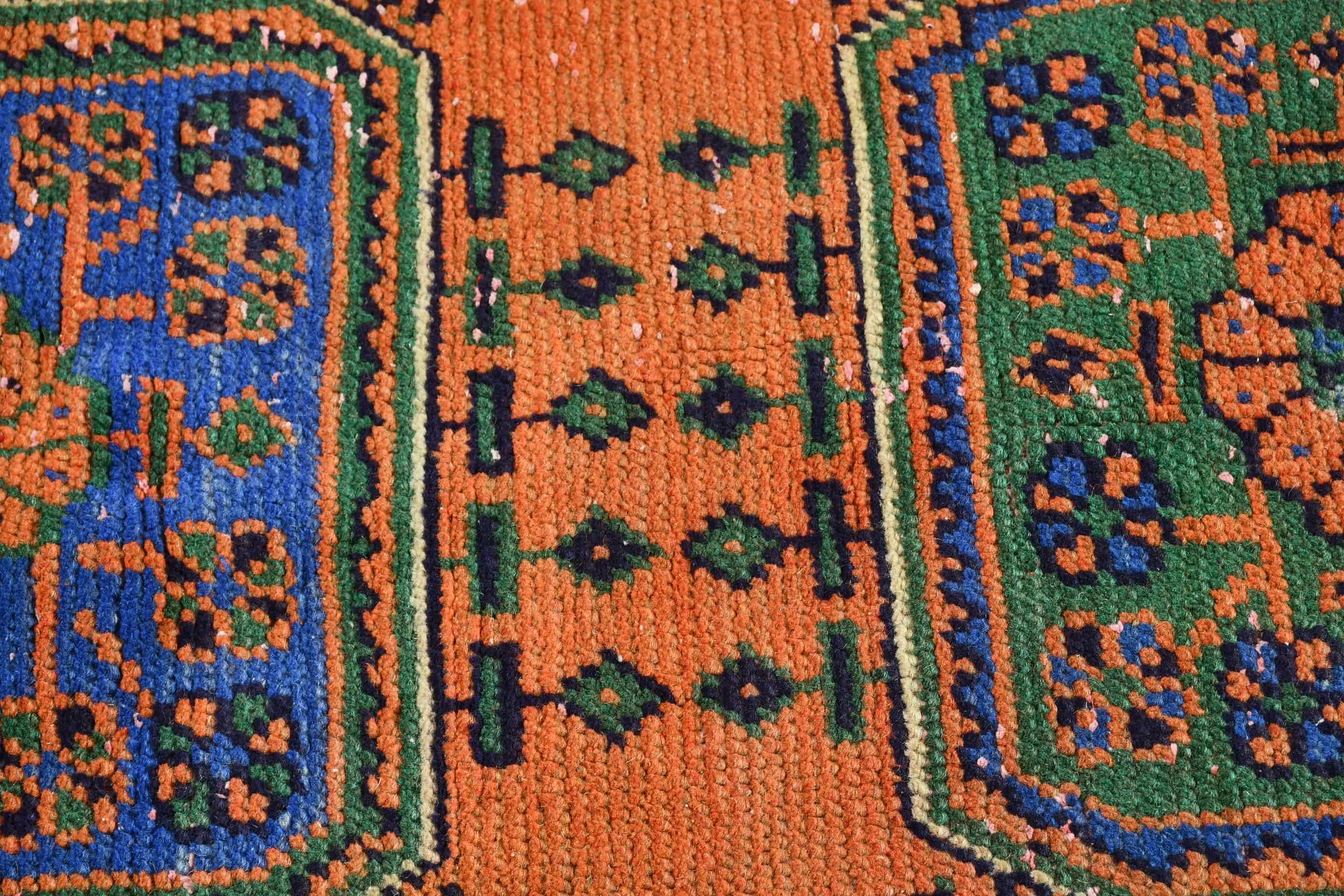 3.4x10.7 ft Runner Rug, Floor Rug, Vintage Rug, Wool Rugs, Stair Rug, Turkish Rug, Orange Oushak Rug, Kitchen Rug, Rugs for Corridor