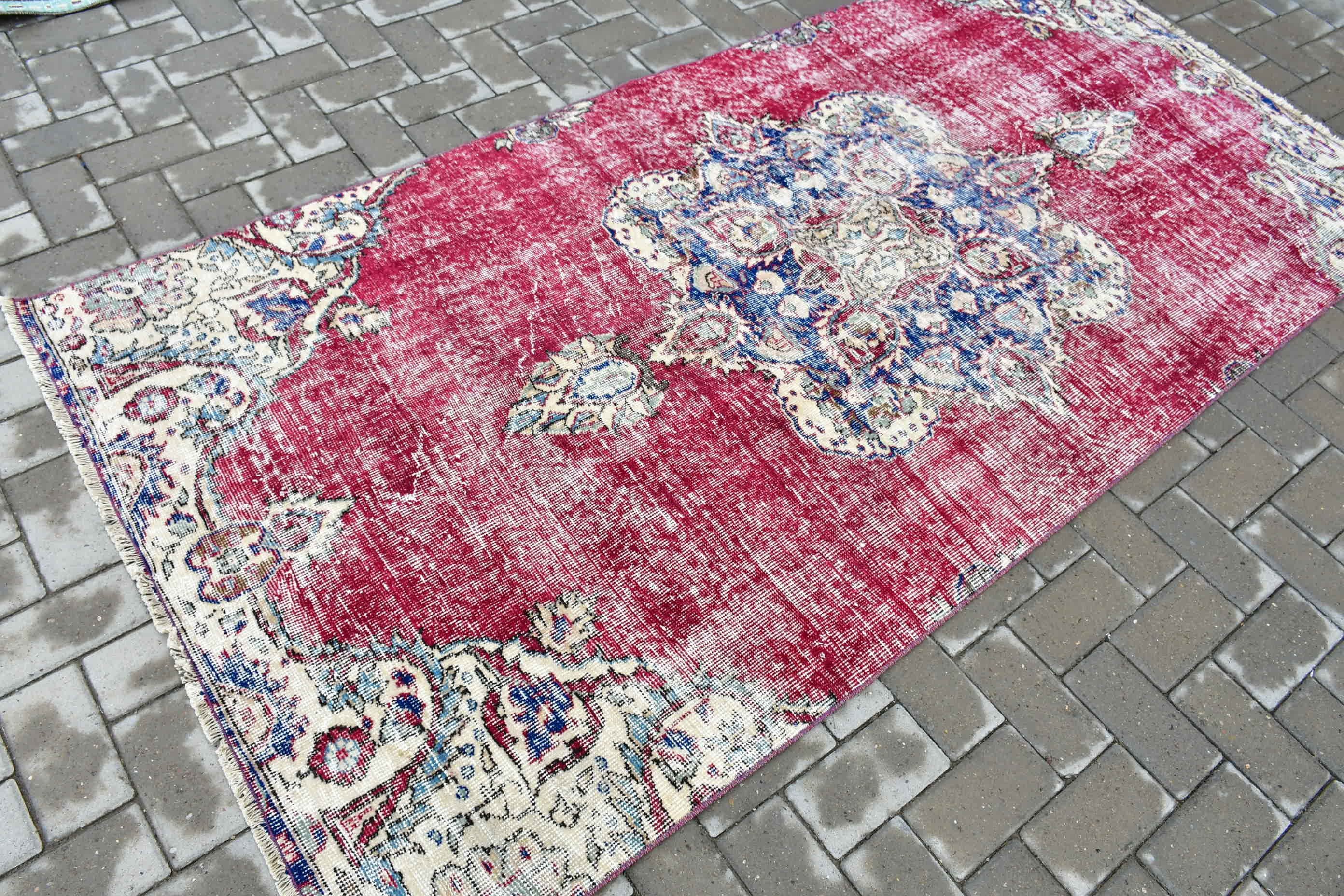 3.9x7.8 ft Area Rug, Cool Rug, Nursery Rugs, Vintage Rug, Dining Room Rug, Rugs for Floor, Red Moroccan Rug, Turkish Rug